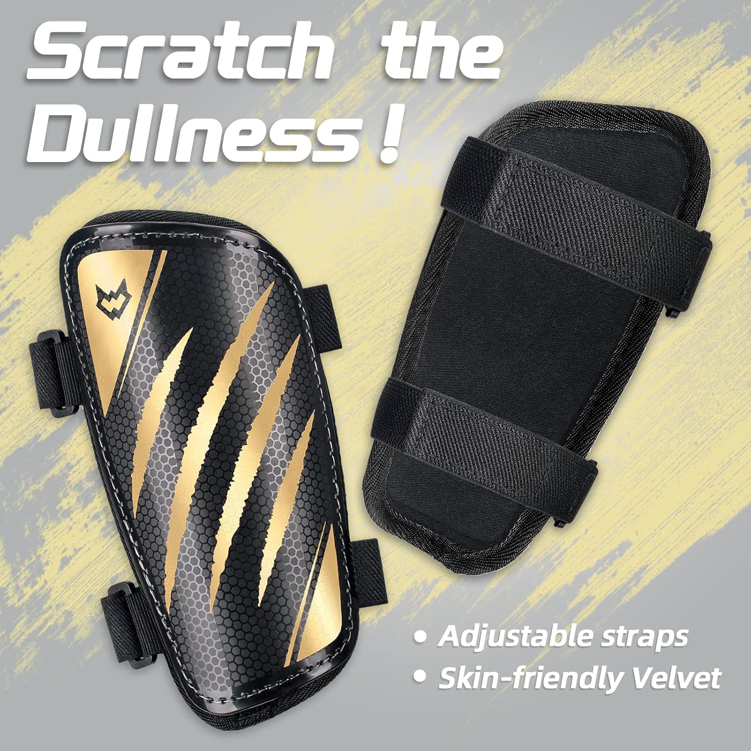 WVVOU Soccer Shin Guards for Youth Adults, Kids Shin Guards for Soccer Boys Girls, Double Adjustable Straps Soccer Shin Guards, Super Impact Resistance, Lightweight, Breathable
