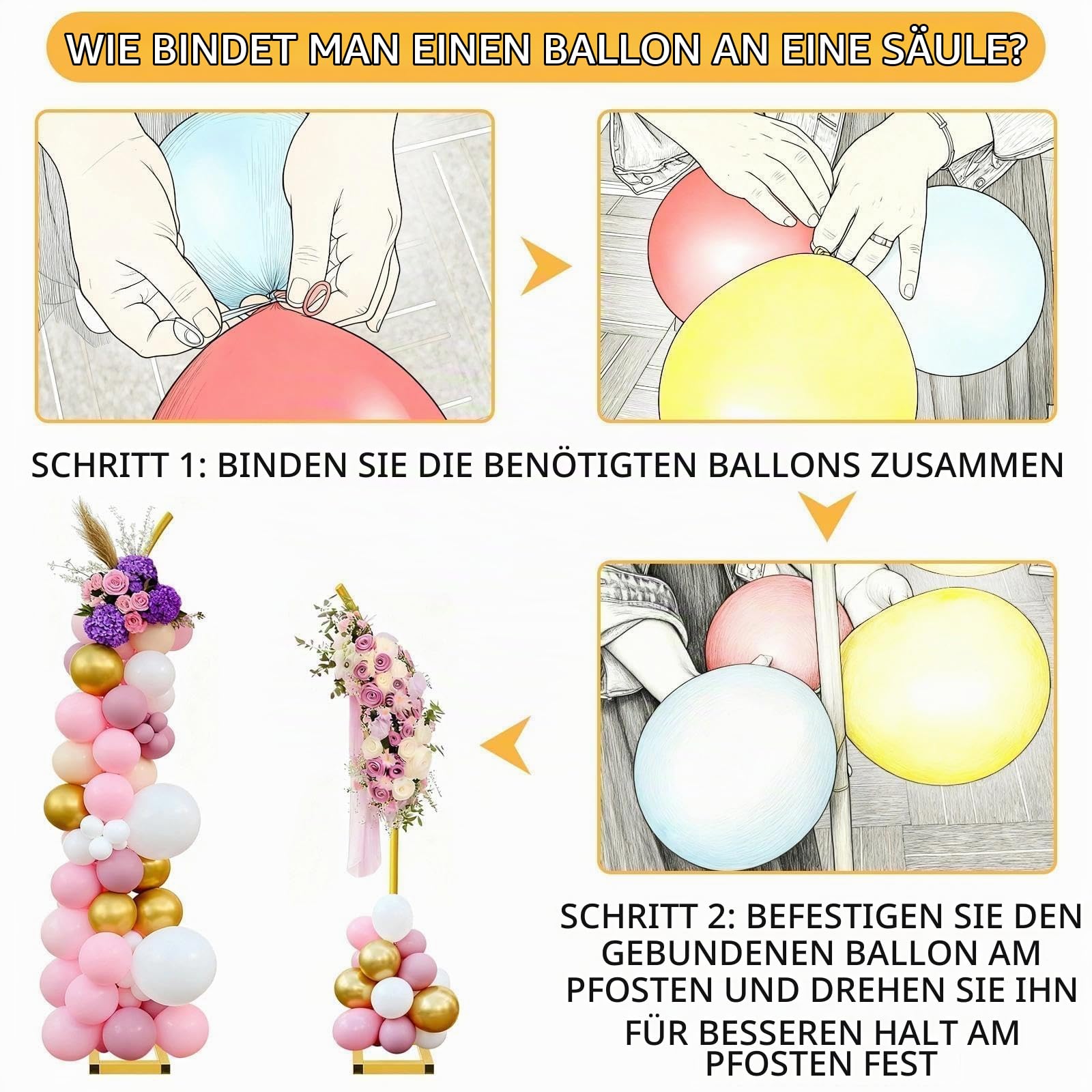 Metall Ballonbogen Ständer,204cm & 241cm Hochzeitsbogen Hintergrund Ständer