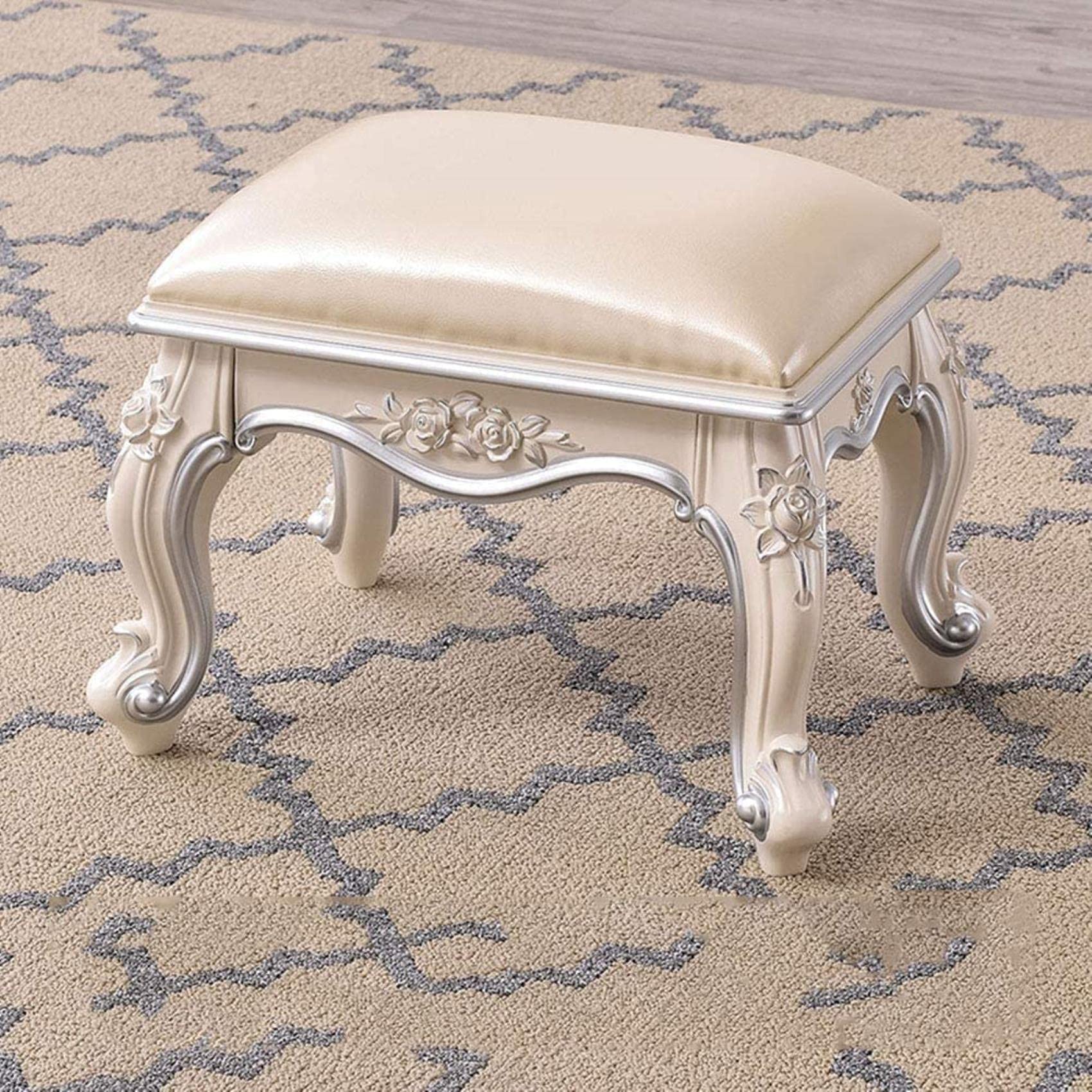 Ottoman Carré et Repose-Pieds Européen en Tissu Rembourré pour Salon