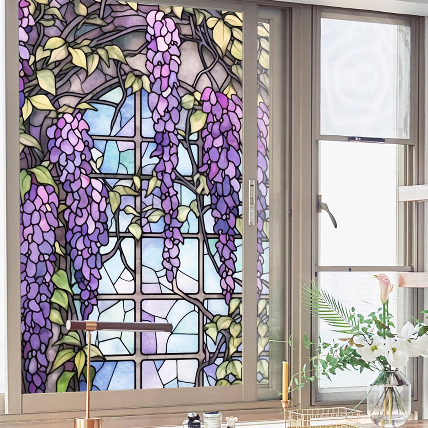 Amazon｜WBQMUNY 藤ステンドグラスウィンドウフロストフィルム、厚みの