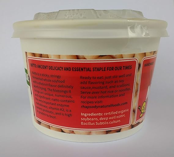 Amazon Com Large Bean Organic Natto Made In Vermont Sticky Fermented Certified Organic Soy Beans 3 5 Oz Case Of 12 Grocery Gourmet Food