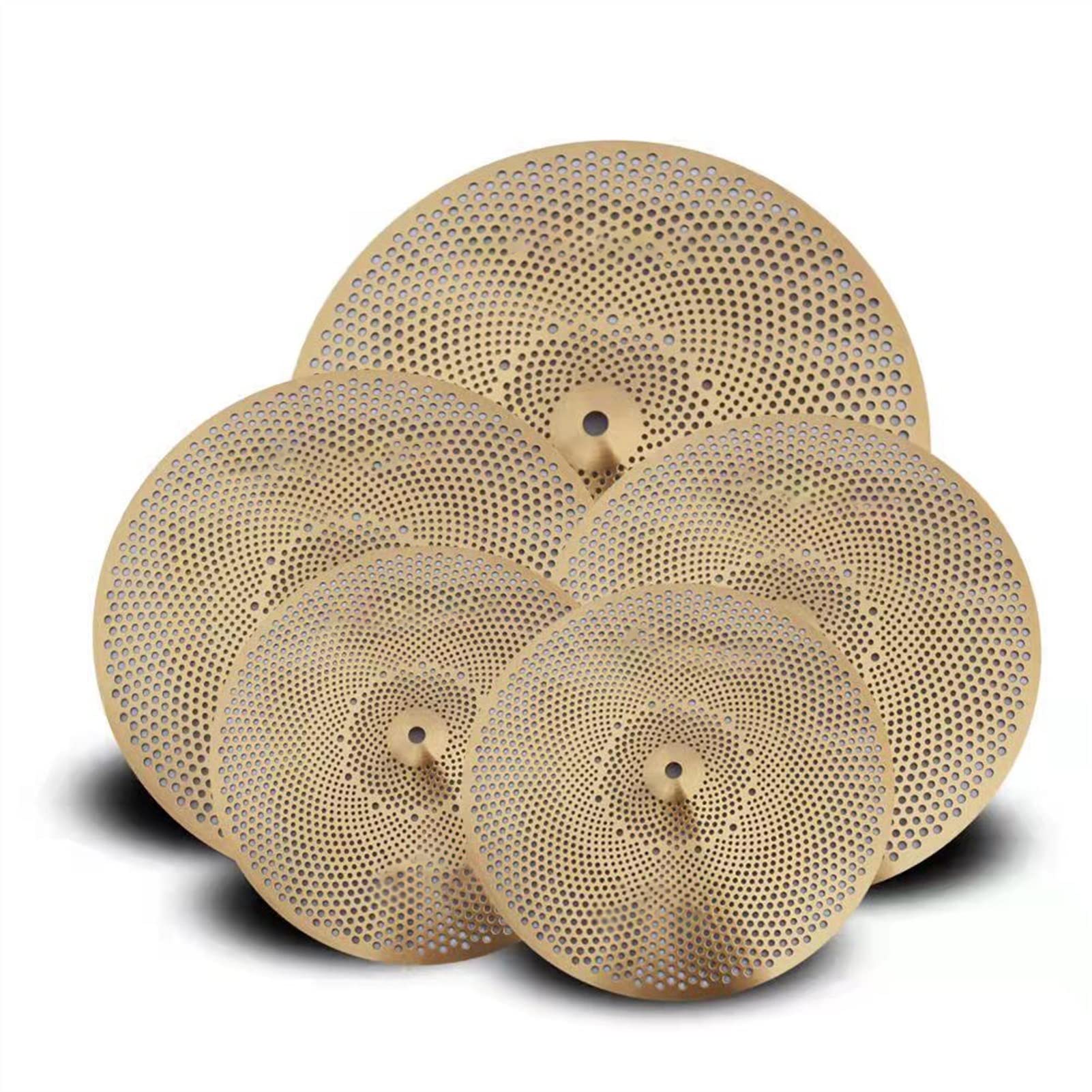 cymbales Ensemble De Cymbales Muettes : 14" Hihat + 16" Crash + 18" Crash + 20" Ride 5 Pièces pour La Pratique De La Batterie