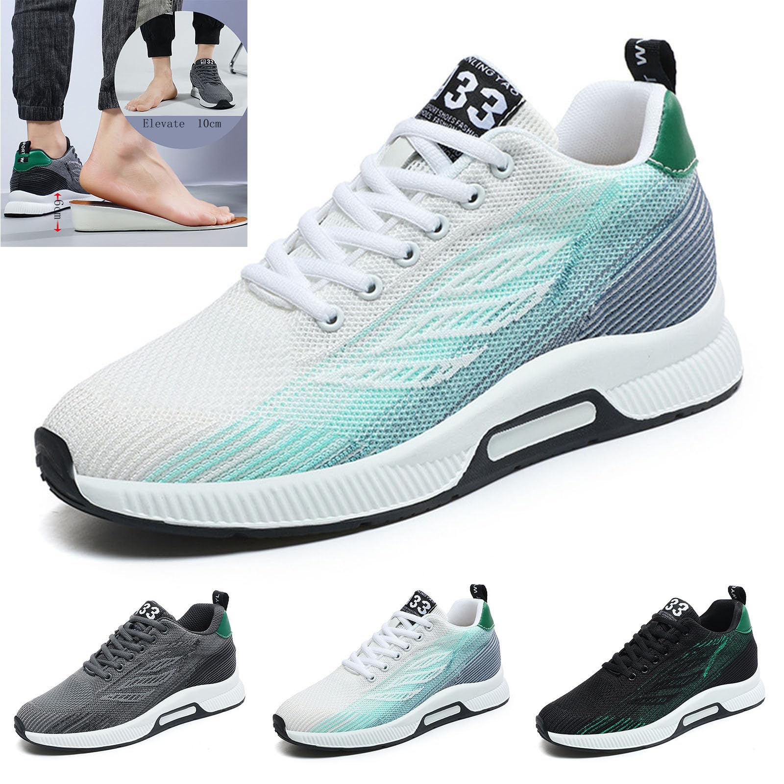 Elevate - Zapatos de elevación invisibles para hombre, 10 cm, para mujer, altura invisible, elevación, zapatillas de tacón oculto, zapatillas de moda