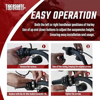 Chrome 1 Handlebar Switch Motorcycle Air Ride Suspension Control Kit for Harley Dyna V-Rod Touring Sportster with AERO, AERO-A