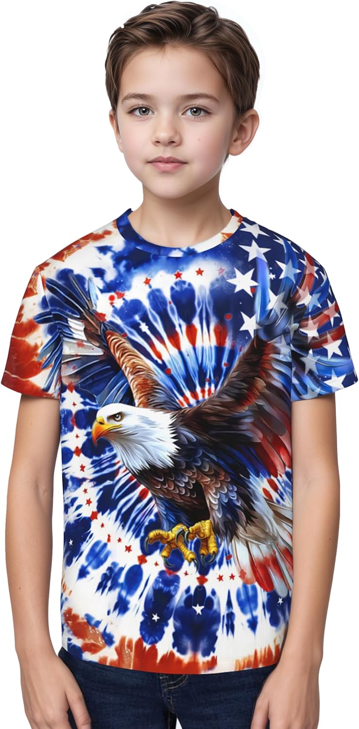 Tie Dye Shirt Kids Neon Shirts for Boys Girls Crewneck Short Sleeve Tee 6-16 Years