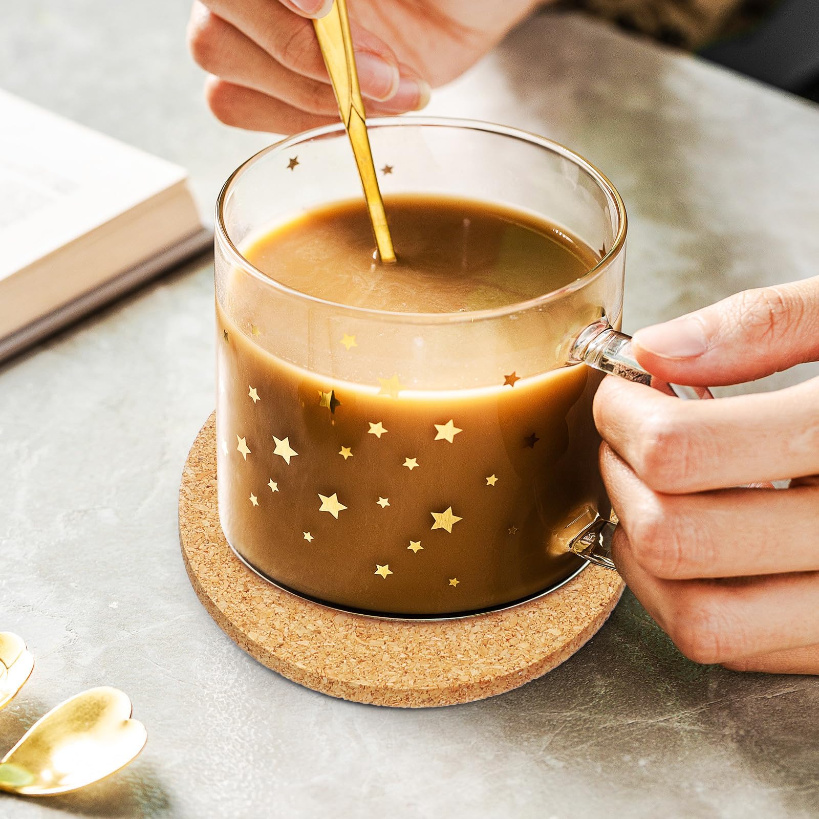 VOSAREA 100 sous-Verres Ronds en Liège pour Tasses et Théière, Design Antidérapant et Polyvalent, pour Table et Décoration Intérieure