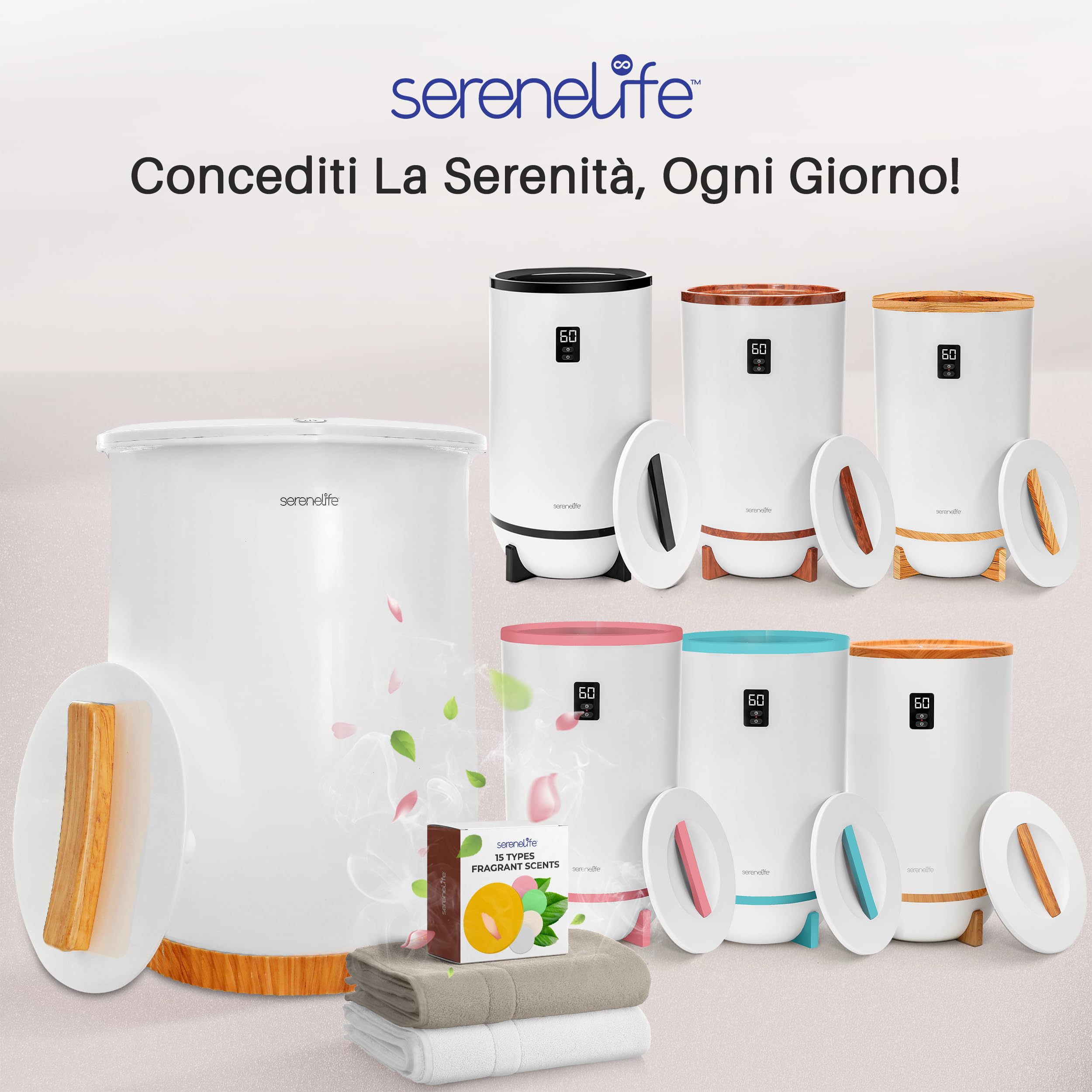 SereneLife Scaldasalviette Bianco, Scaldasalviette Grande per Spa e Bagno, Lusso Regalo per Lui e Lei, Spegnimento Automatico, Adatto a 2 Asciugamani Grandi, Coperte, Accappatoi, Pigiami (Bambù)