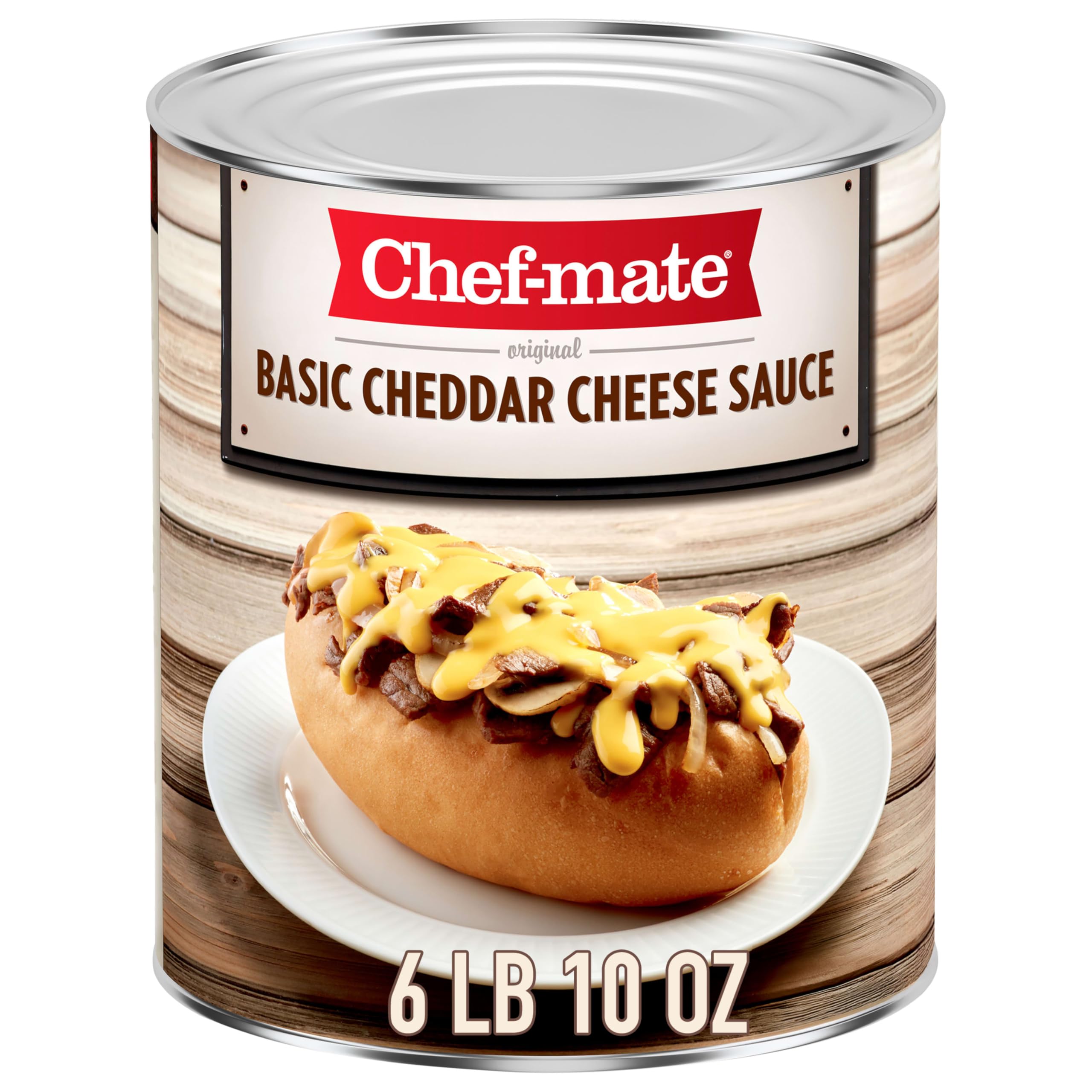 Chef-mateBasic Cheddar Cheese Sauce, Canned Food for Mac and Cheese, 6 lb 10 oz (#10 Can Bulk)