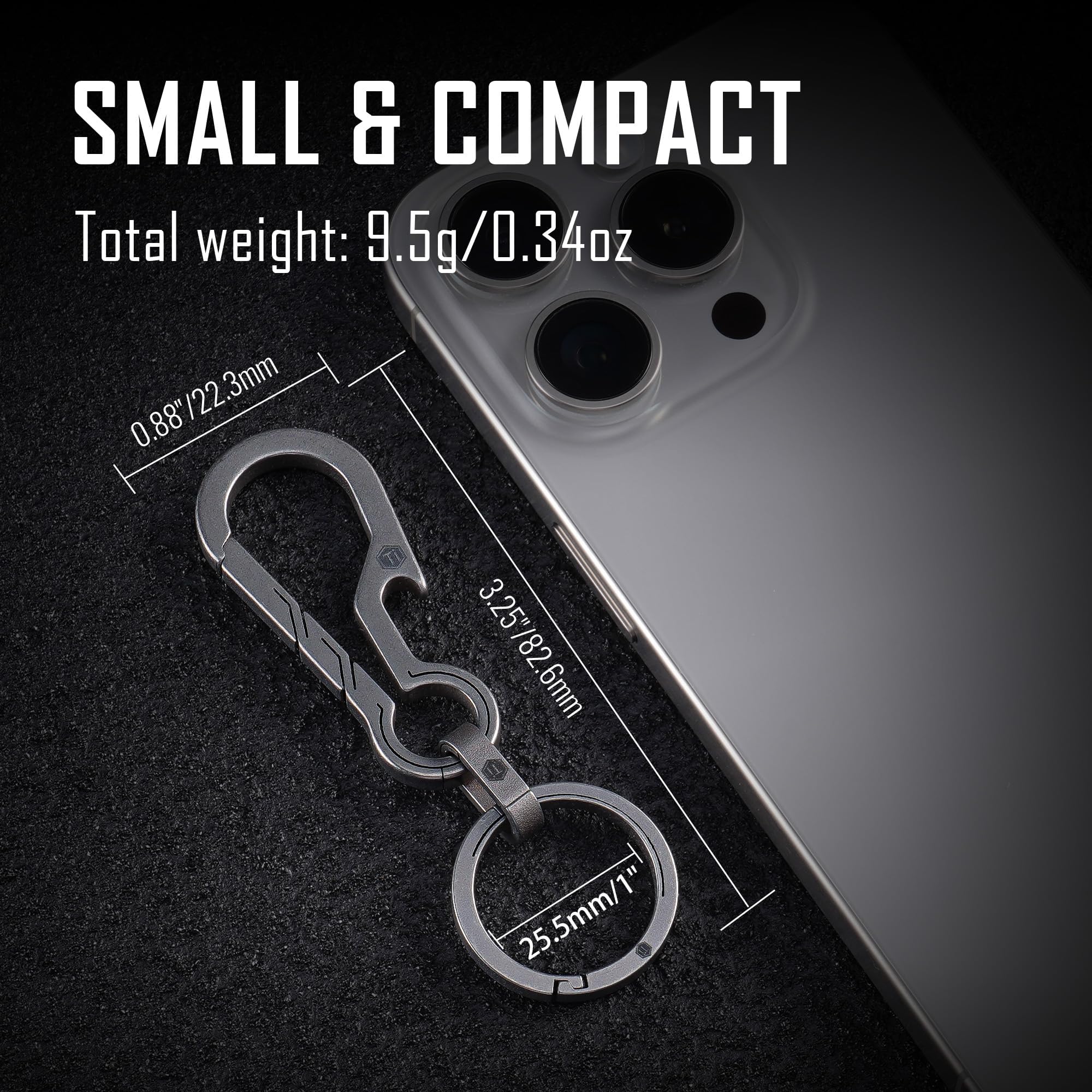 KeyUnity Titanium EDC Keychain Clip with Bottle Opener, Quick Release Carabiner Key Ring Holder Keyring for Men Women,(KM18SW) - Image 2