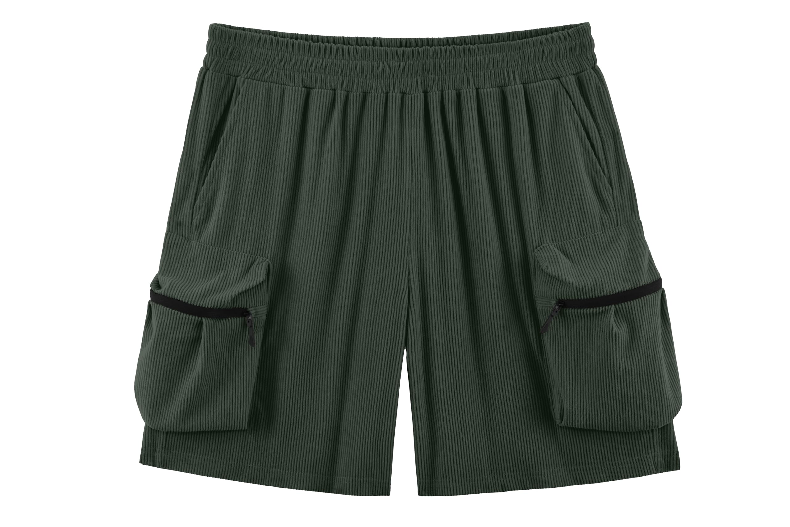 APTRO Corduroy Kurze Hosen Herren Cargo Shorts Sommer Elastische Taille Baggy Freizeitshorts mit Taschen