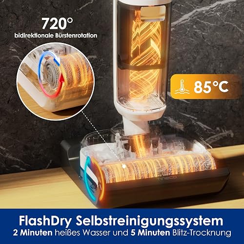 Tineco Floor One Stretch S6 Aspirateur Laveur, Aspirateur Sec et Humide Puissant Intelligent, portée à Plat 180°, Nettoyage Deux Bords, Auto-Nettoyage Flashdry à 70℃ en 5 Min, 40 Min d'autonomie - 5