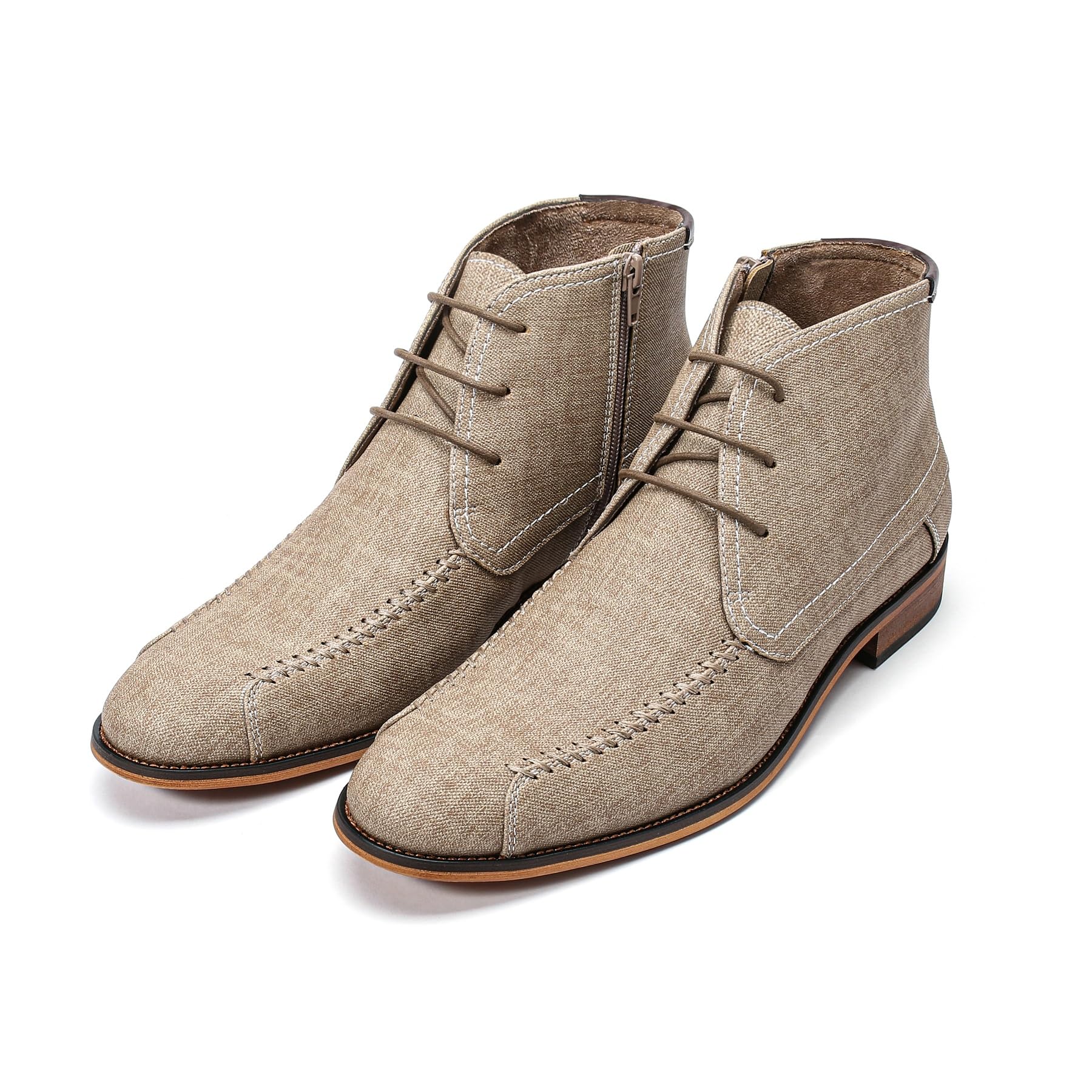 Allthemen Stivali da Uomo Chelsea Classici Lacci Stivaletti Vintage Casual Chukka Boots Suola in Gomma