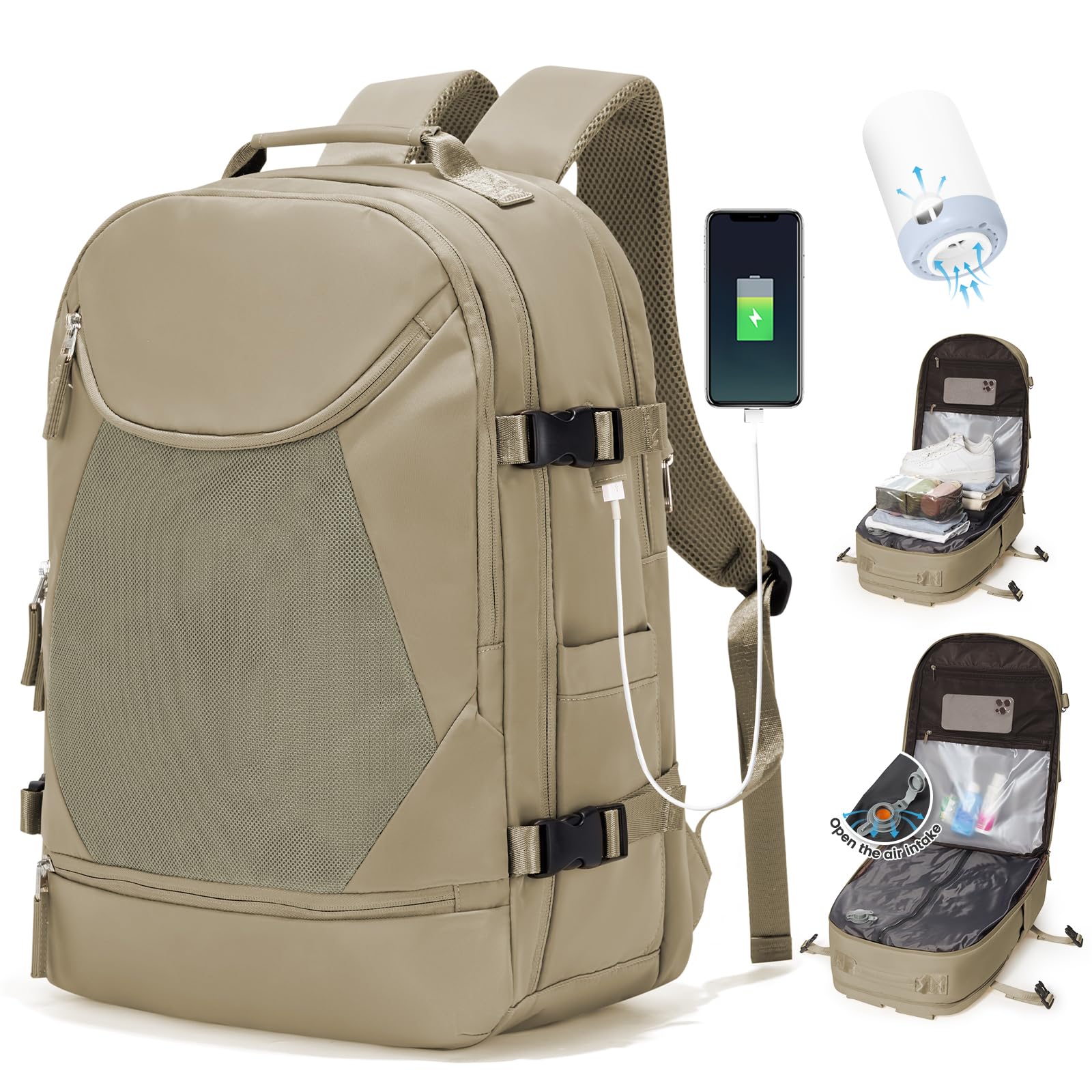 SZLX Zaino Ryanair 40x30x20 Sottovuoto Bagaglio a Mano 40x20x25 Donna Zaino da Viaggio 40x30x20 Wizzair Borse da Cabina per Easyjet 45x36x20 Uomo per Laptop 14 Pollici con Porta USB e Porta Scarpe