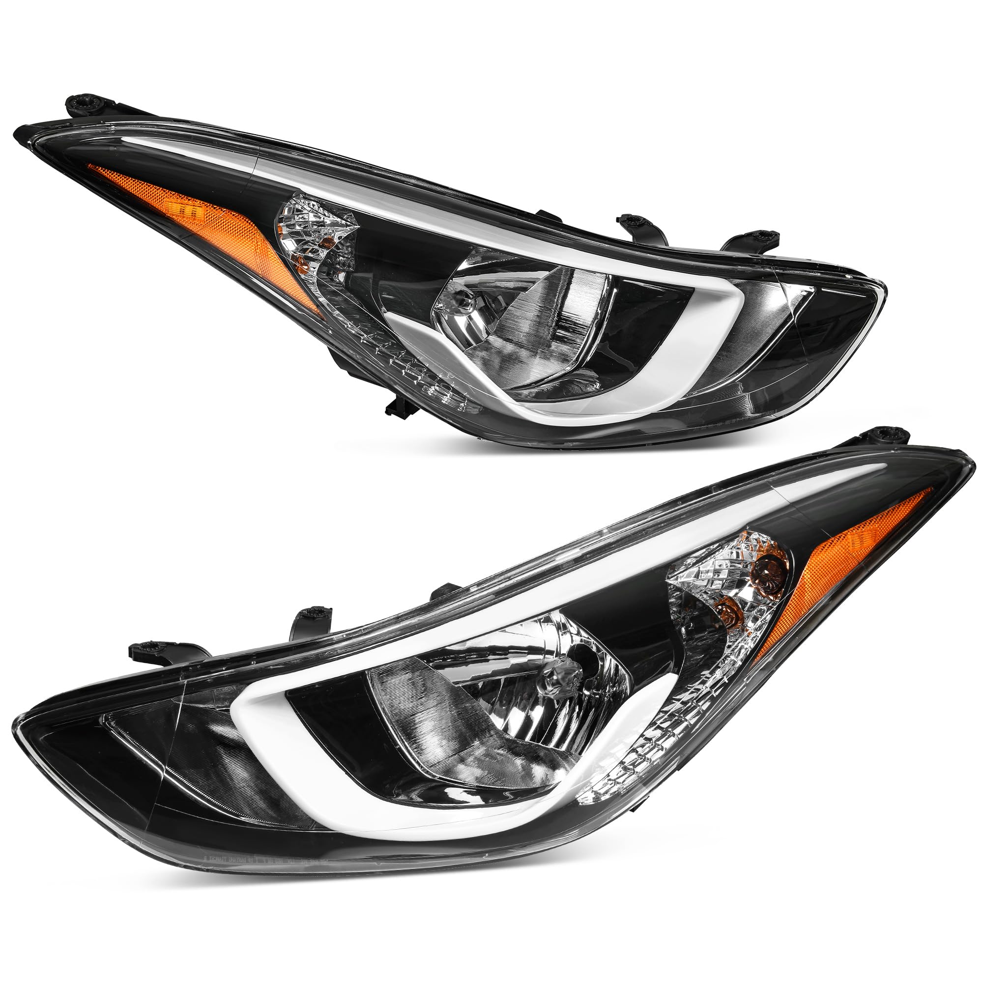 Photo 1 of AUTOSAVER88 Headlights Assembly Compatible with 2014 2015 2016 Elantra 14 15 16 Replacement Headlamp Chrome Housing Amber Reflector Clear Lens
