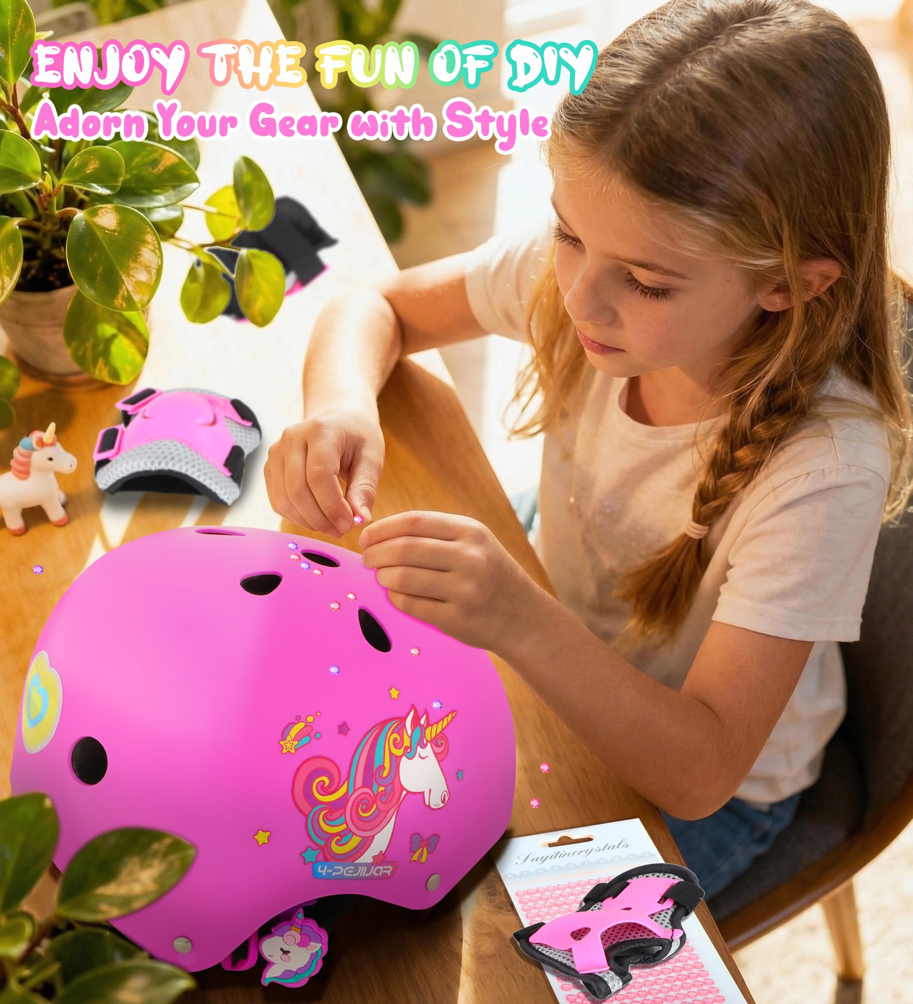 Licorne Protection Roller Enfant Fille Genouillères pour Enfants Equipement de Protection avec Sac de Transport pour Scooters Vélos Inline Skates Skateboard