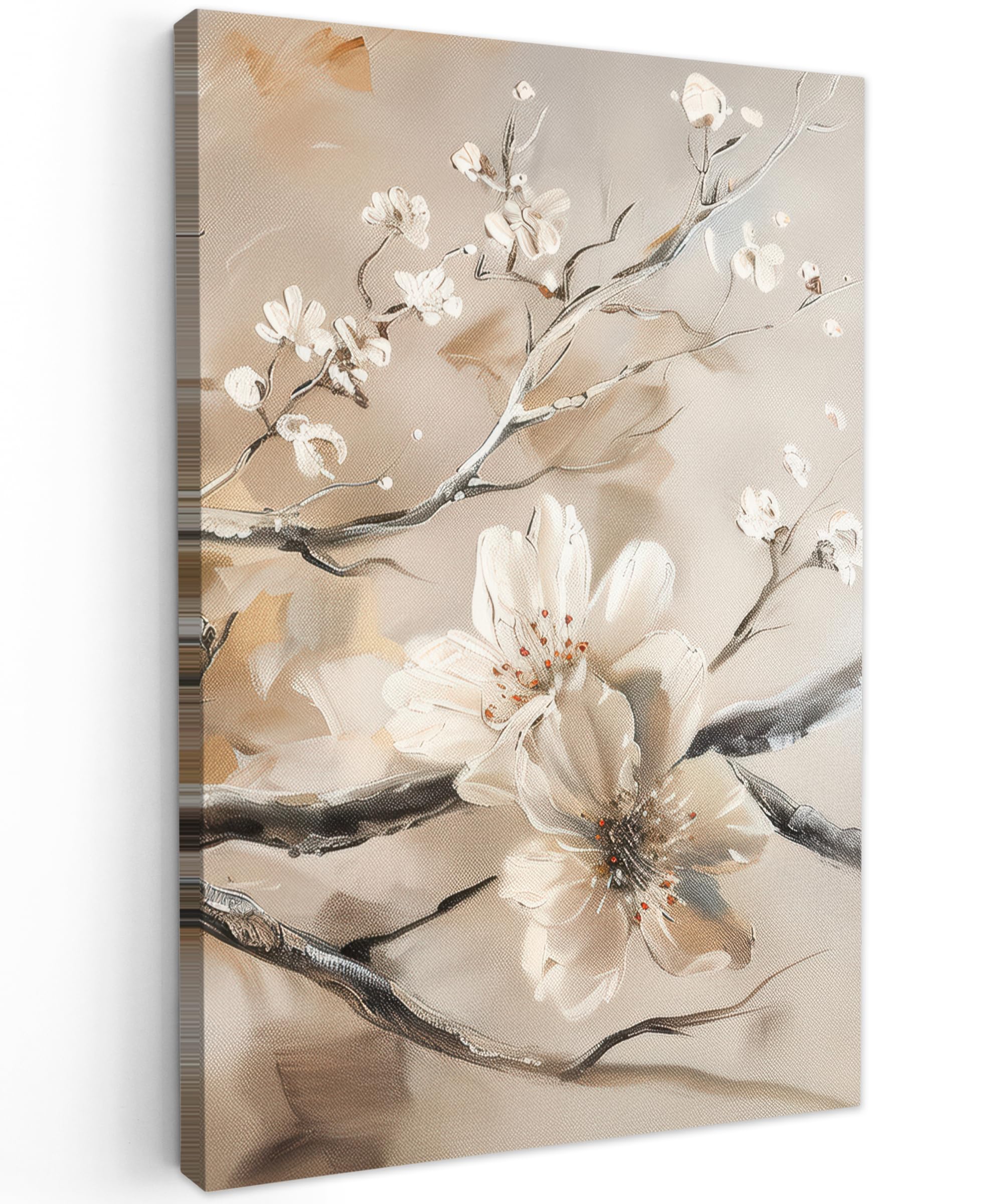 Muchowow Flowers - Nature Muchowow© Canvas Wall Art 16"X24" / 40X60 Cm Decor Paintings Print Framed On Canvas Pictures For Hallway - White - Blossom - Abstract