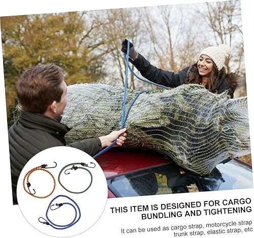 Miniatura 2 de 3 piezas de cuerda de equipaje elástica plana redonda cuerda elástica correa de equipaje apretar la cuerda tensor cinturón pesado gancho bicicleta