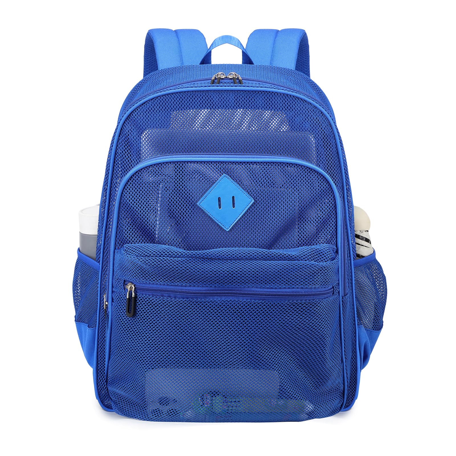 MOONBABY Mesh Backpack Heavy Duty See Through School Backpack Transparent Bookbag for Swimming Beach Sports Work Travel