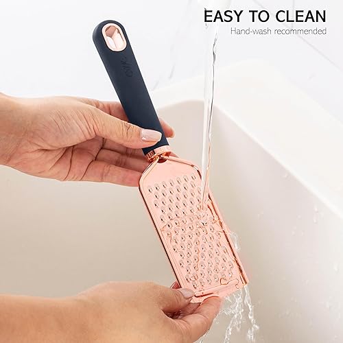 Miniatura 7 de COOK WITH COLOR Juego de utensilios de cocina de acero inoxidable chapado en cobre con asas suaves al tacto, azul marino cobre, 10 piezas