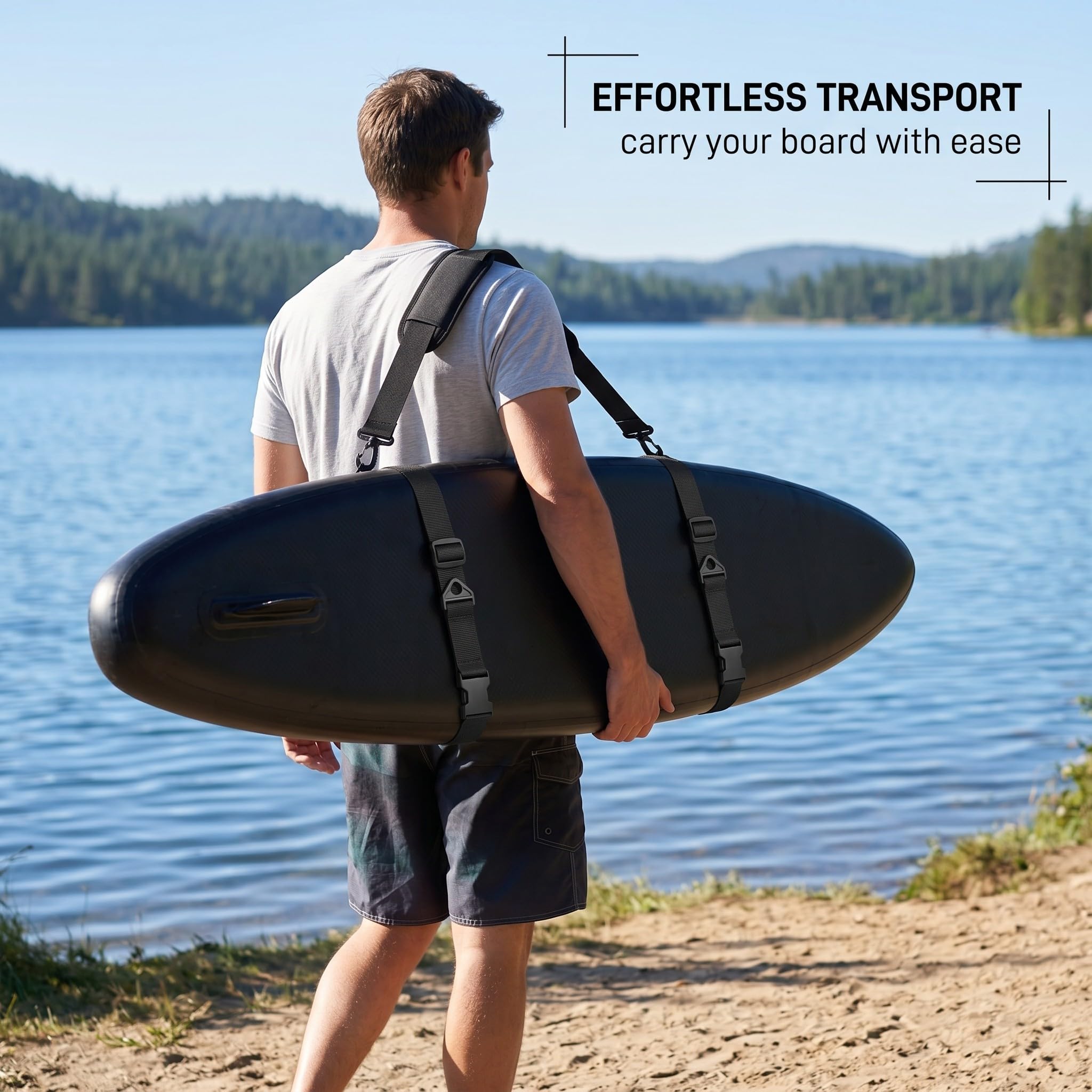 Fascia Trasporto Professionale per Tavole da Surf e SUP, Cinghia Regolabile con Imbottitura Comfort per Paddleboard, Longboard, Canoa e Attrezzature Nautiche, 1 Set