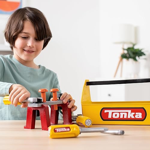 Miniatura 4 de Tonka Tough Builders, juego de caja de herramientas resistente, juego de herramientas - Fabricado con plástico resistente, niños y niñas, niños