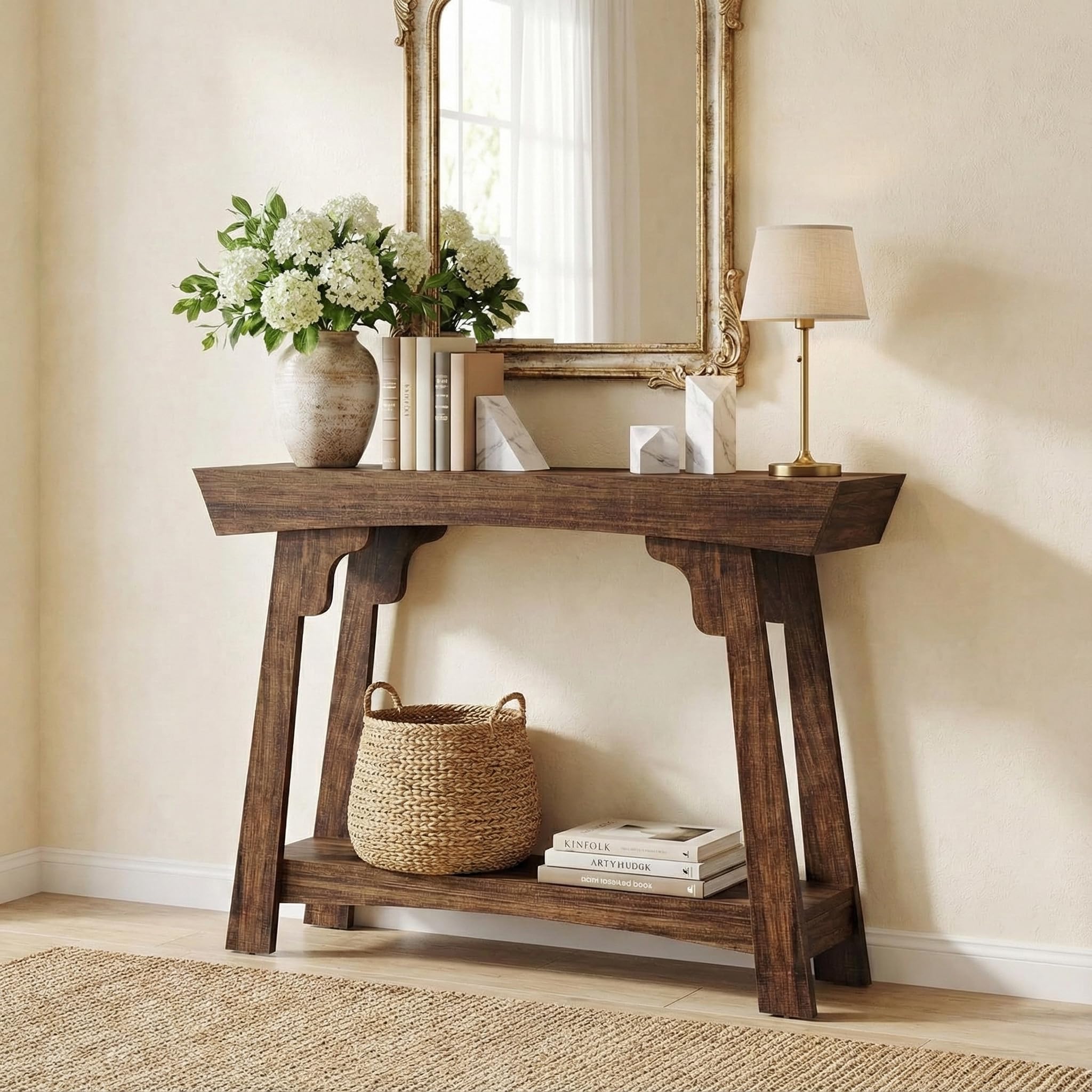 Lailang 105cm Consolle Ingresso, Mobile Corridoio Stretto E Lungo, Mobiletto Ingresso Salvaspazio, Consolle Legno, Mobile Dietro Divano, 105 x 30 x 85 cm, Marrone Rustico