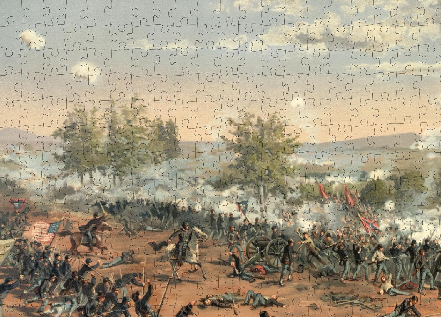 1000 Piece Jigsaw Puzzle | Battle of Gettysburg by Thure de Thulstrup, 1887. Shows Major General Winfield S. Hancock Riding Along The Union | Gettysburg Civil war Puzzle