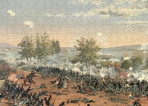Miniatura 5 de Rompecabezas de 1000 piezas Batalla de Gettysburg por Thure de Thulstrup, 1887. muestra al mayor general Winfield S. Hancock montando a lo largo