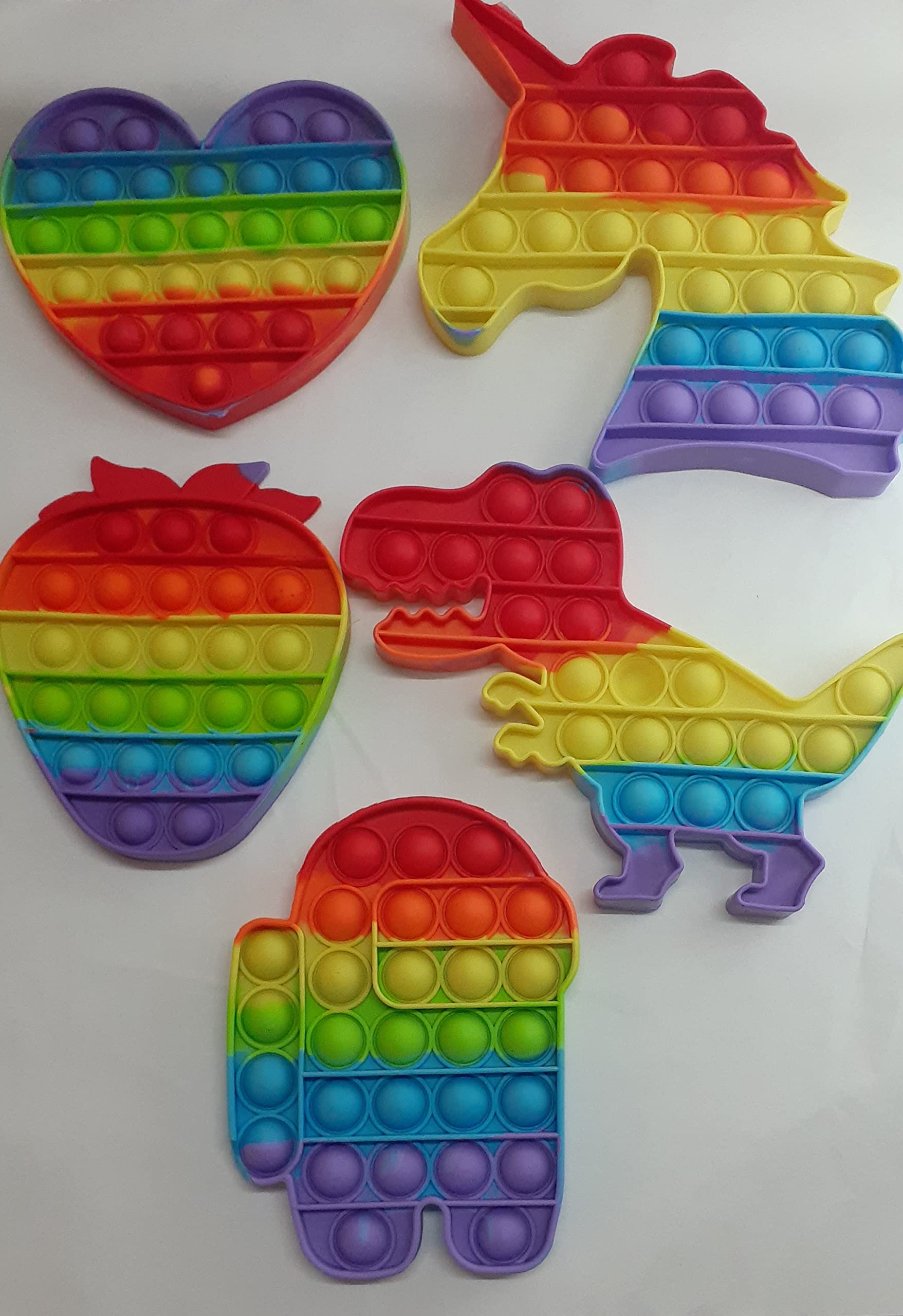 NOVO Concepts - POP IT - Combo of 5 Pieces (Heart, Unicorn, Strawberry, Dinosaur, Shape) - Toys