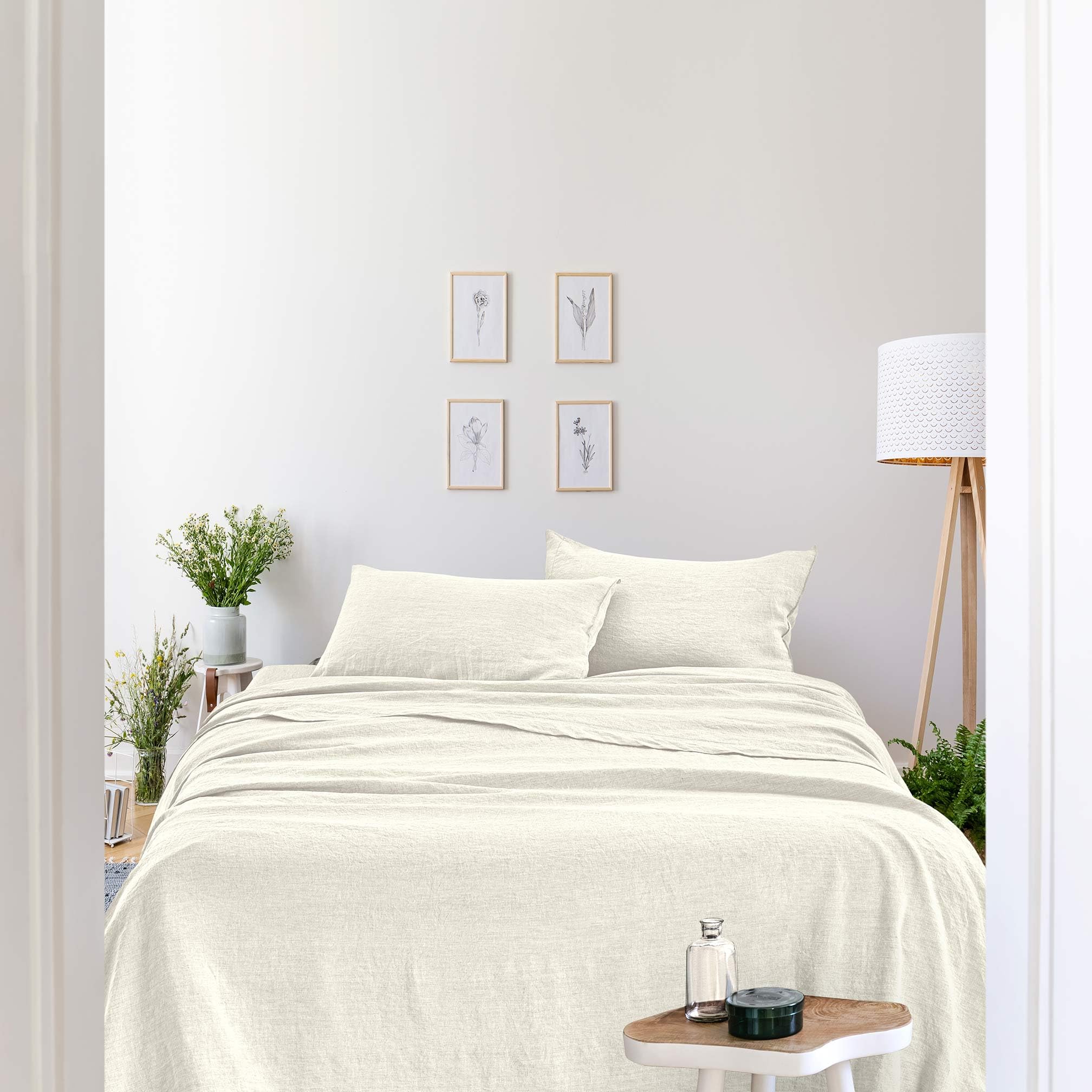 Bonazzi Home, lenzuolo sopra 100% puro lino, lavorazione orlo a giorno, 100% MADE IN ITALY (Bianco naturale, Una piazza 1/2, 210x300)