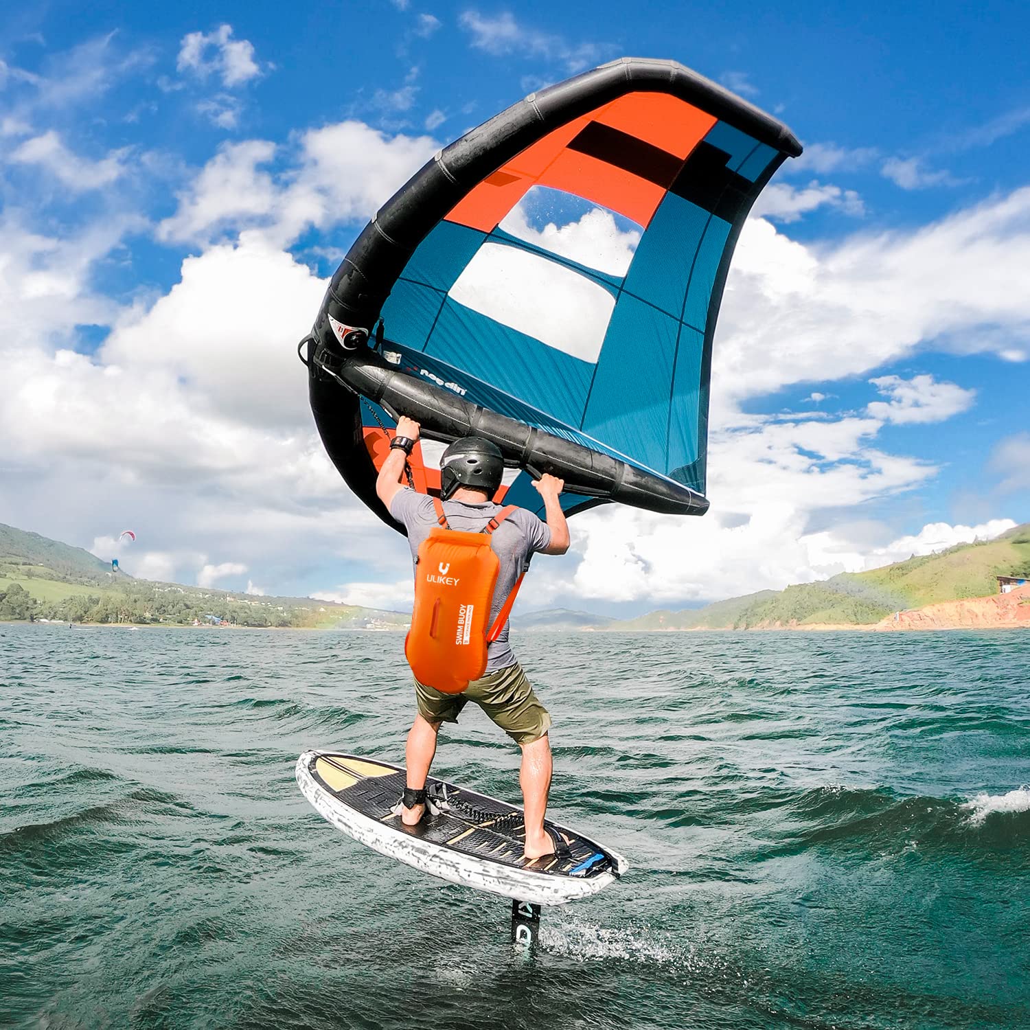 Ulikey 28L Boya de Natación Inflable, Boya de Natación Impermeable con Cinturón Ajustable para Deportes Acuáticos, Kayakistas, Surfistas, Canotaje, Snorkelers