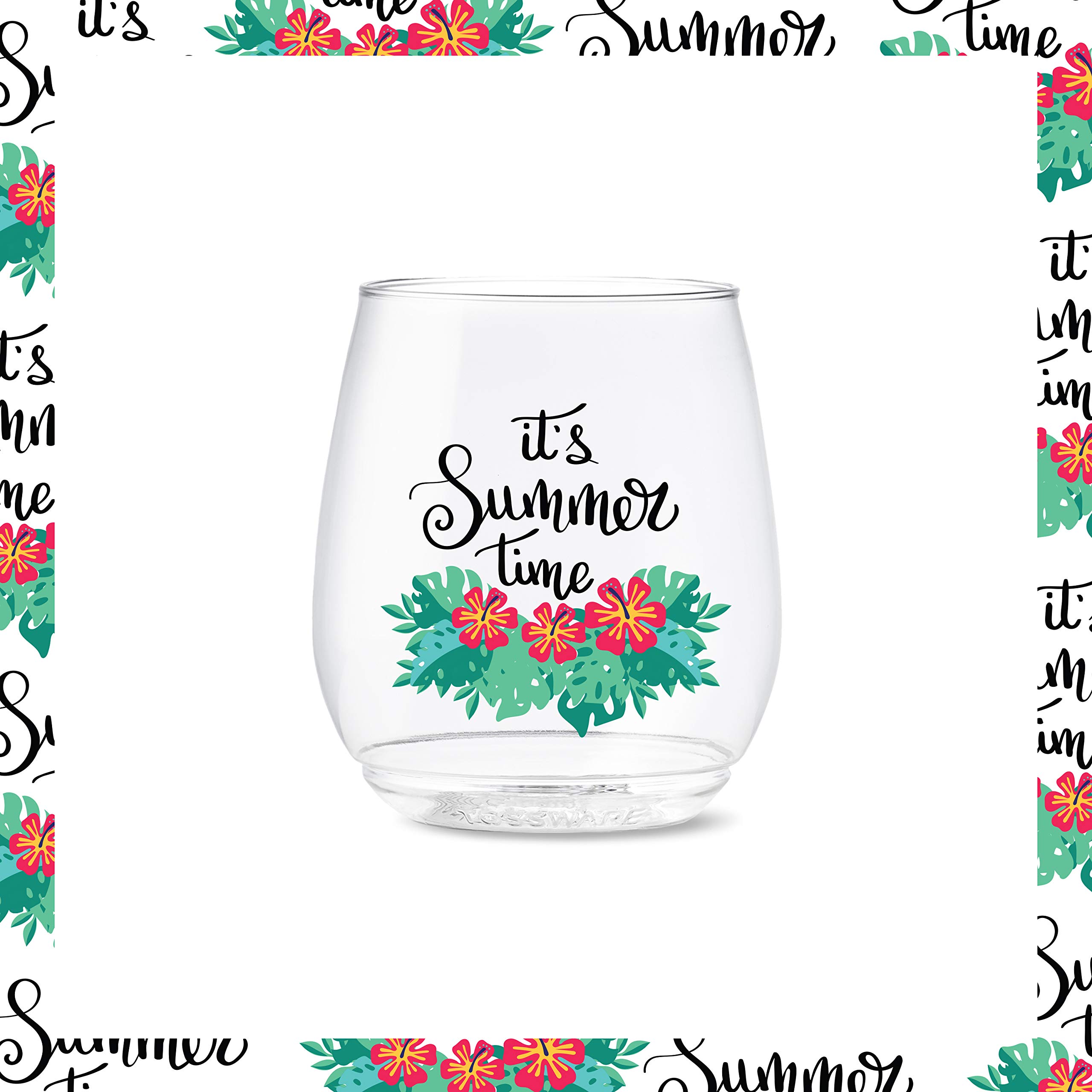 TOSSWARE POP Vino Summer Sips 1 Series - Juego de 6 copas de vino de plástico transparente, reciclables, irrompibles y de 397 ml