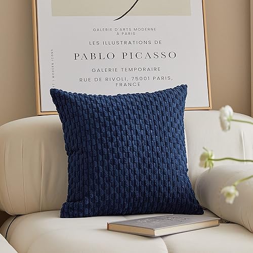 Miniatura 4 de Kevin Textile - Juego de 2 fundas decorativas para cojines, de pana y con moderno estilo campestre bohemio a rayas para decorar hogar, sofá, cama,