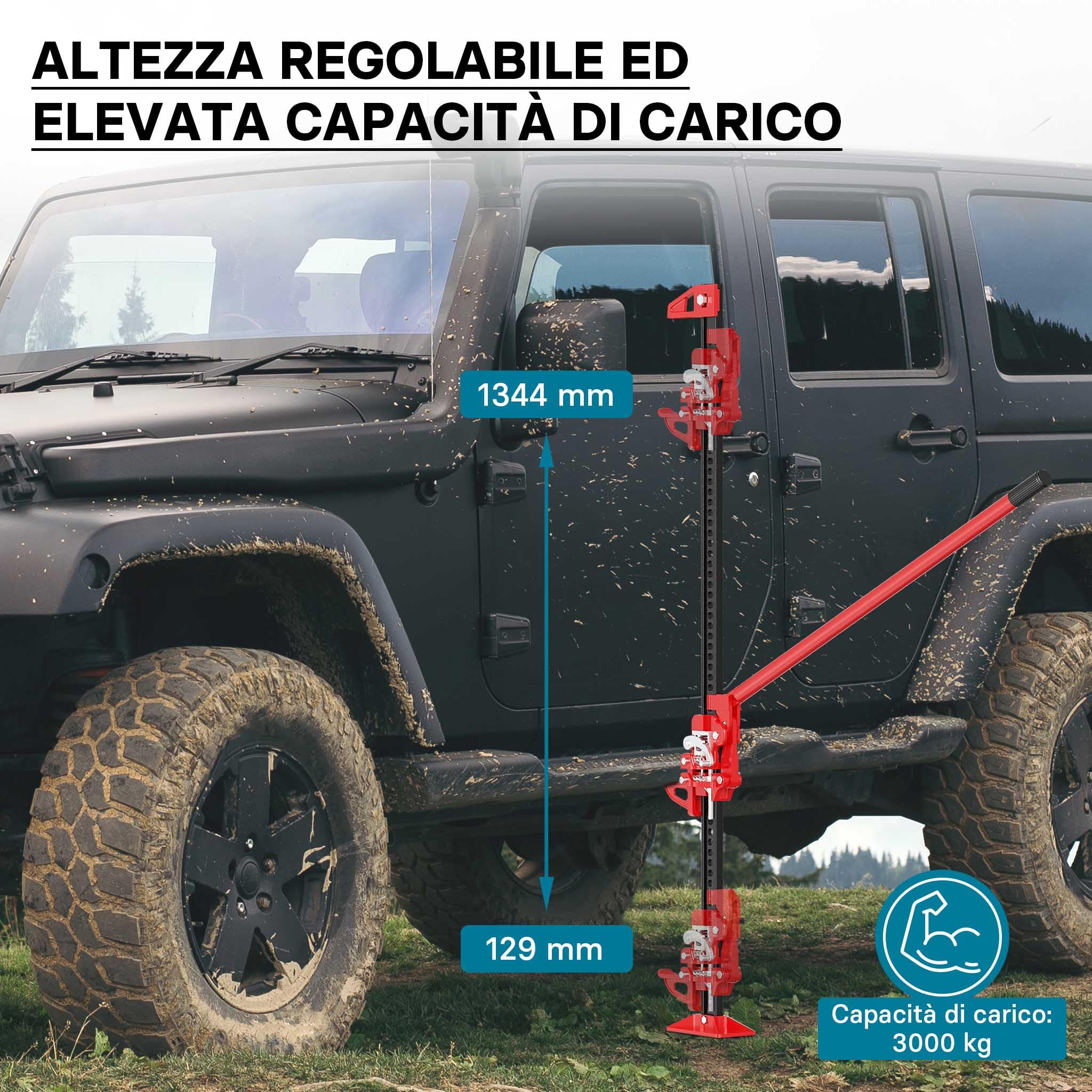 Binda meccanica 60" 150 cm 3000 kg sollevatore cric per fuoristrada e quad