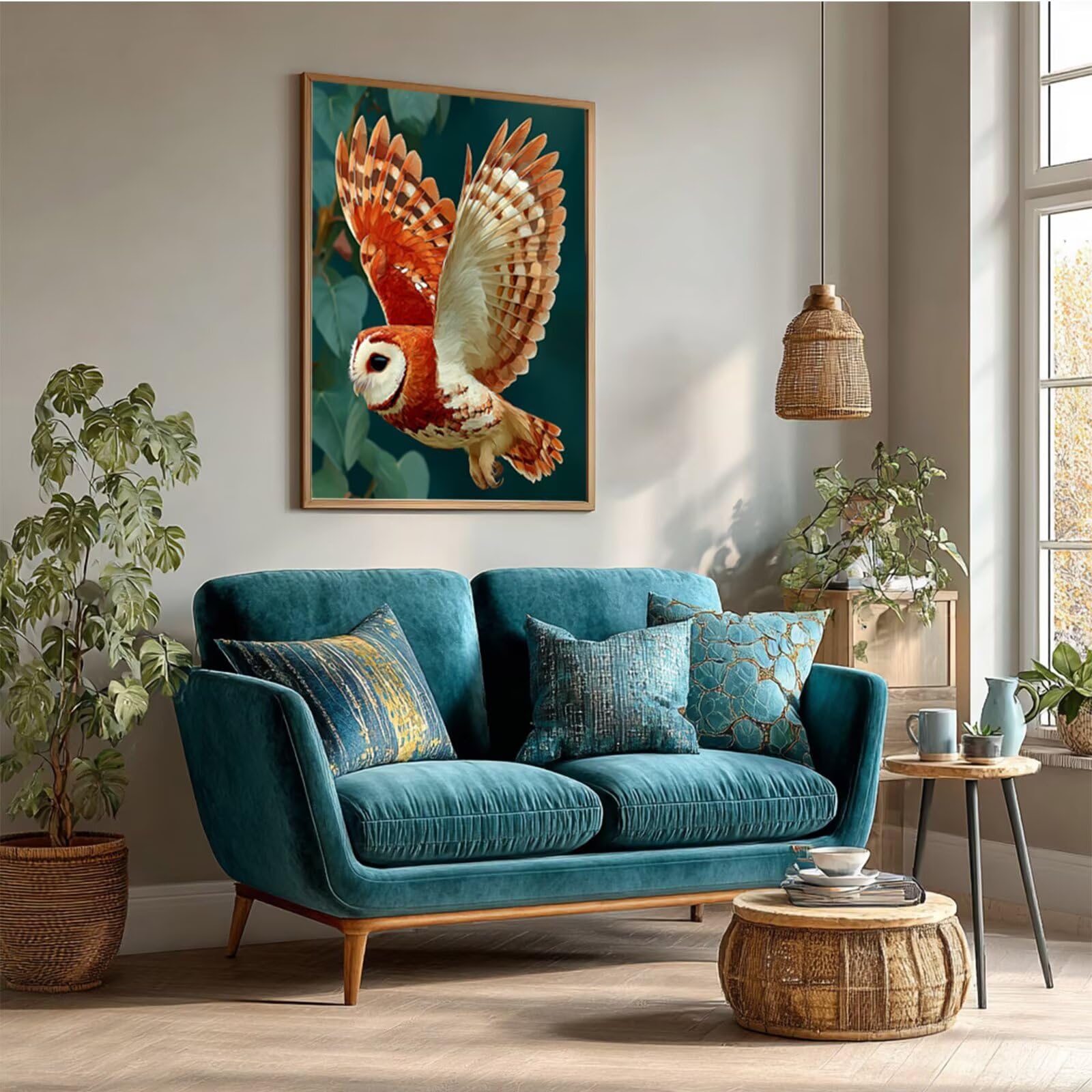 Malen Nach Zahlen Erwachsene Eule, Malen Nach Zahlen Leinwand Tier, DIY Basteln Erwachsene Mit Pinseln und Acrylfarbe, Paint by Numbers Adult Kits, Geschenke, Herbst Deko Wohnzimmer, 90x110cm X-5282