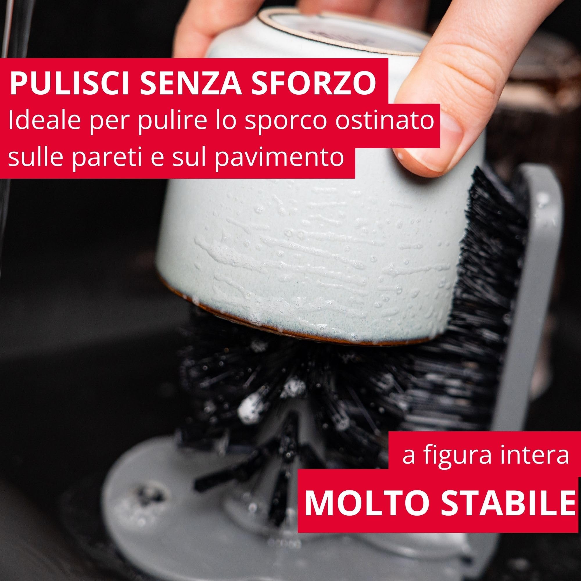 Westmark spazzola per lavare bicchieri, base a ventosa - Pratica spazzola per pulizia facile di bicchieri, non scivola, per ristorazione o accessorio per privati - senza BPA