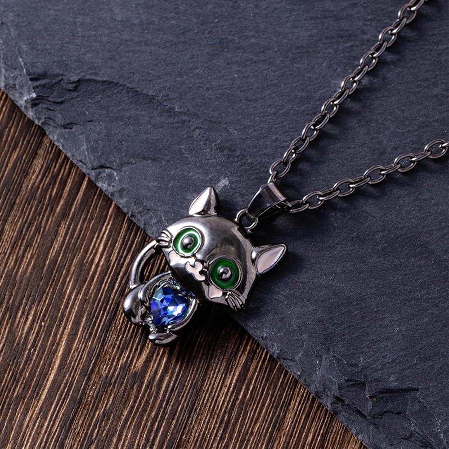 POYAMUSE Cute Black Cat Necklace with Rhinestone Heart Pendant for Women - Kawaii Cat Jewelry Gift for cat Lovers - Image 2