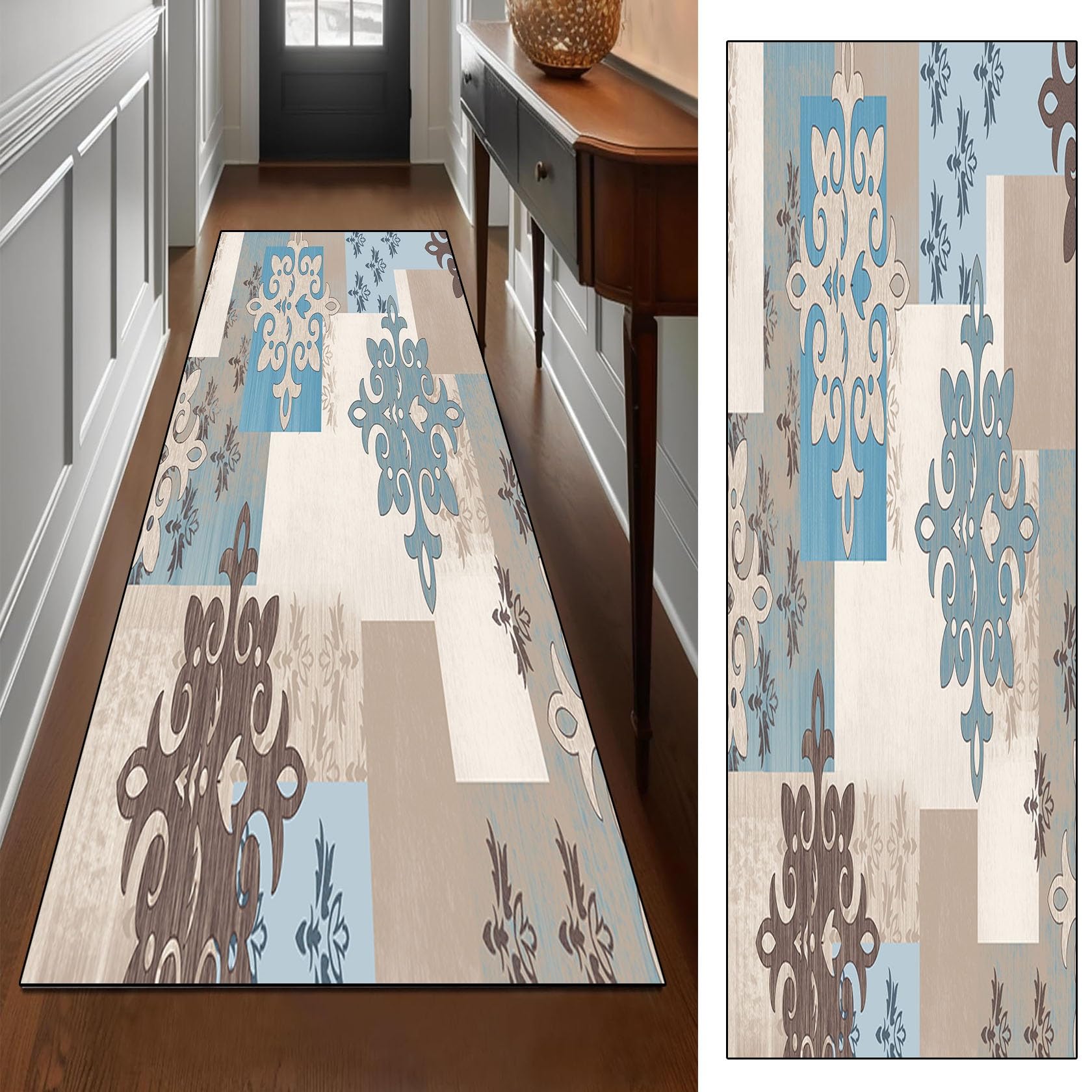 Swsen Waschbarer Läufer Teppich Grau - Rutschfest Mit Gummirücken 1,5 Cm