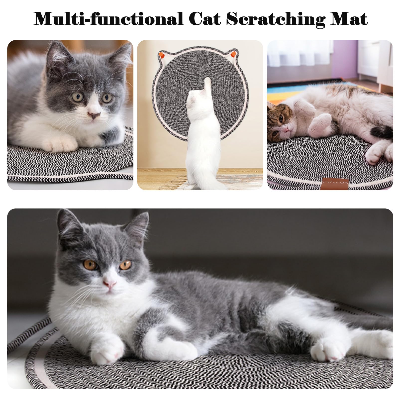 Tapis Griffoir Chat,2 Pièces Grattoir Chat Gris Griffoir pour Chat avec Jouet de Balle, Planche à Gratter 42 cm Corde de Coton Tapis Protège Les Meubles et Les Canapés Chat Accessoire