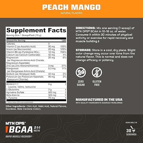 Miniatura 3 de MTN OPS BCAA 211 Suplemento de aminoácidos en polvo para una rápida recuperación muscular y reparación con cero azúcar y sin gluten (bañera de 30