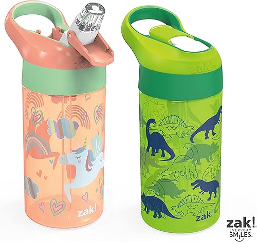 Miniatura 9 de Zak Designs Riverside - Botella de agua para niños de 16 onzas con tapa de boquilla y lazo de transporte integrado, hecha de plástico duradero,