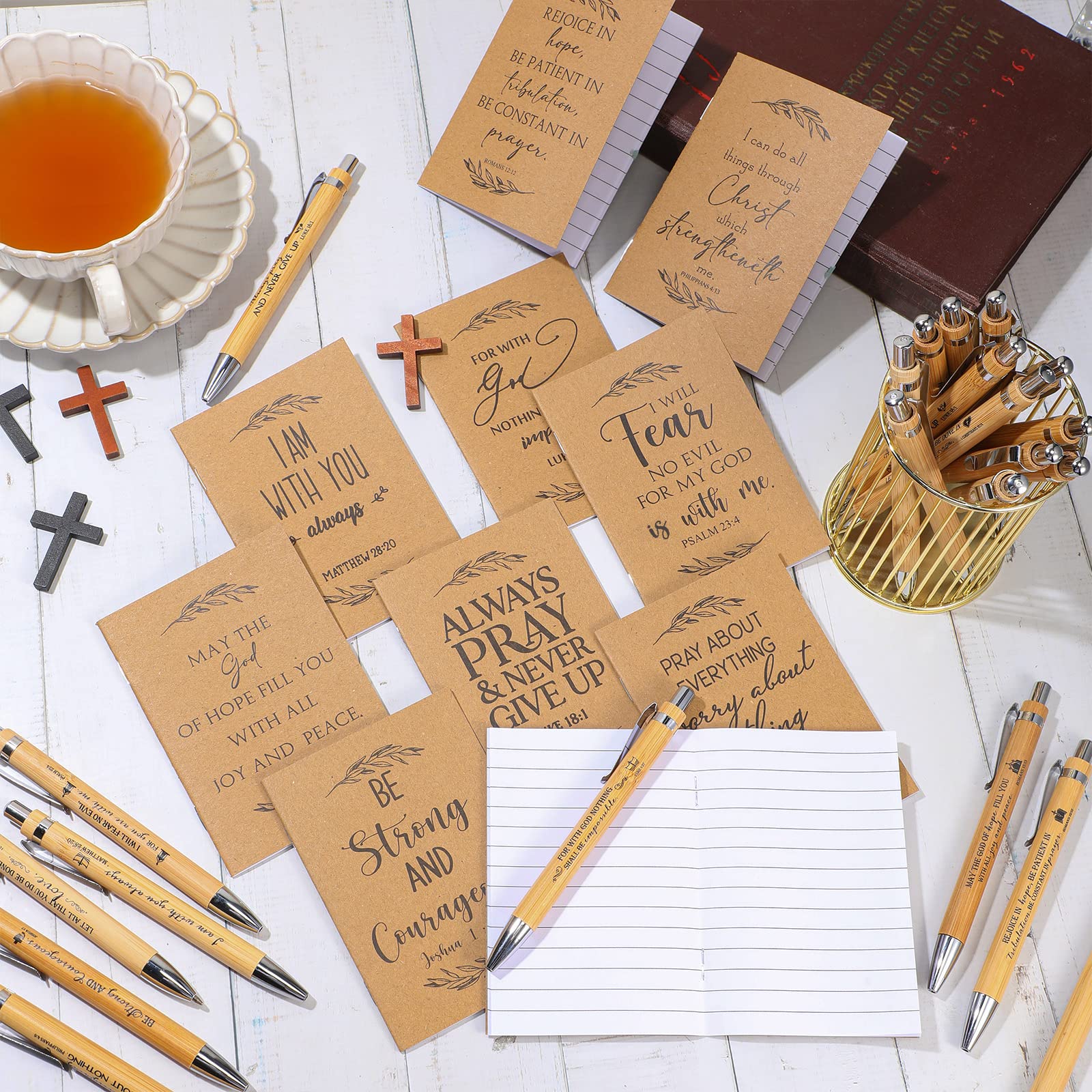 Fuutreo クリスチャンギフト 聖書の詩 祈りの日記帳 宗教的 インスピレーション ボールペン ミニポケット メモ帳 学生VBS  超スマートなボールペンとミニメモ帳で、理想のメモセットが完成 | ギズモード・ジャパン, image size:1600x1600