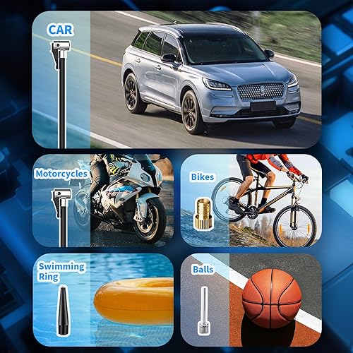 Miniatura 6 de QINK ROLML - Inflador de neumáticos inalámbrico, compresor de aire portátil de 150 PSI, bomba de bicicleta y bomba de bola, infladores de