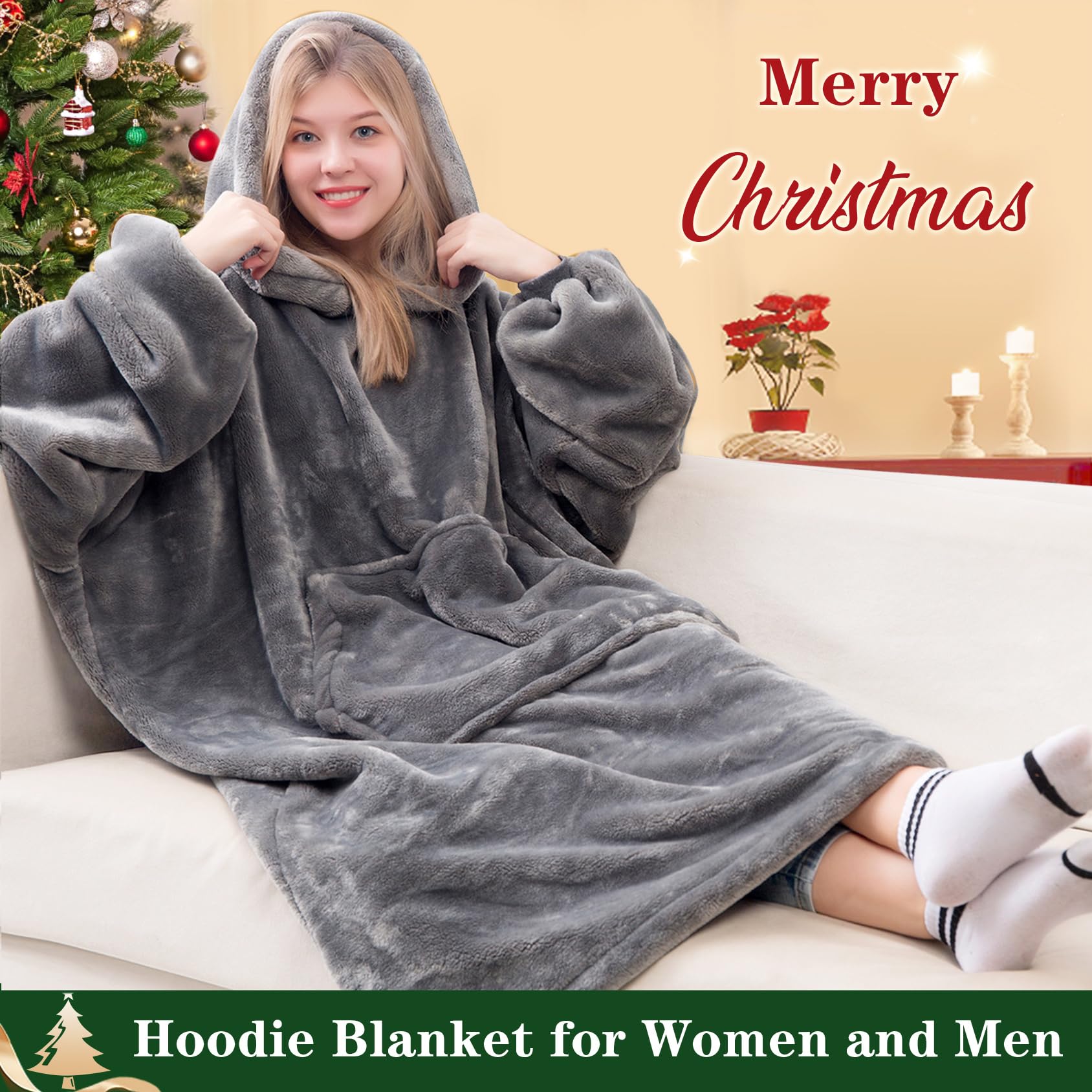 Waitu Wearable Blanket Sweatshirt for Women and Men Super Warm and Cozy Big Blanket Hoodie - Image 3
