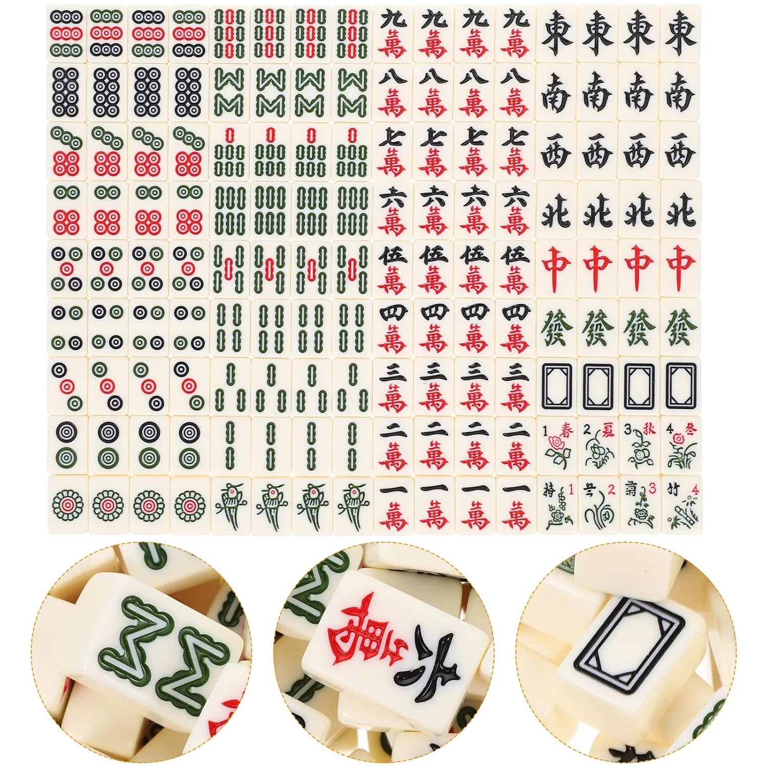 HEYOUTH Mini Mahjong Game, gra mahjong, gra planszowa, tradycyjny chiński zestaw z 144 kamyczkami majong, na wypoczynek w podróży, na imprezę rodzinną