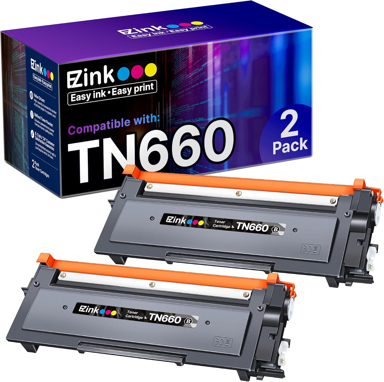 Product image of E-Z Ink Compatible TN660 Toner Cartridge Replacement for Brother TN-660 TN660 TN630 High Yield to Use with HL-L2380DW HL-L2320D HL-L2340DW DCP-L2540DW MFC-L2700DW MFC-L2720DW Printer (Black, 2 Pack)