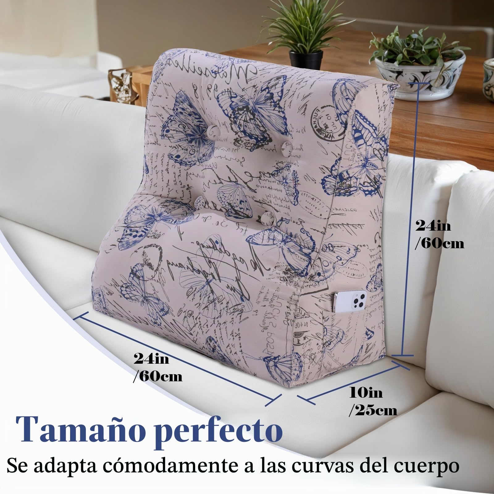 Almohada de Lectura Curva para Cama, Almohada de cuña para cabecera para Apoyo de Espalda, Almohada de Espalda para Sentarse en la Cama o el sofá, con Funda extraíble