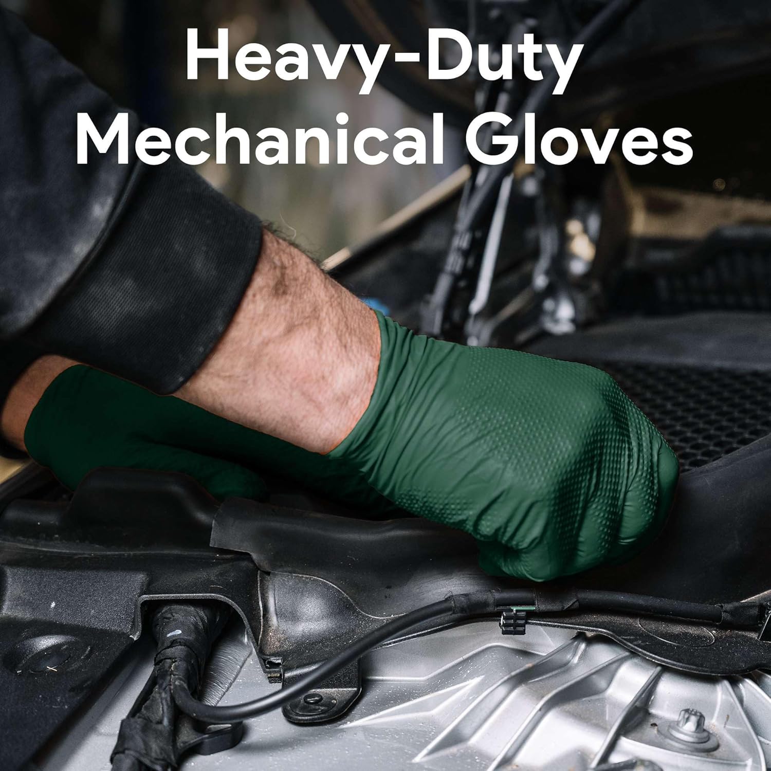 WECARE 8 Mil Nitrile Gloves - Heavy Duty Mechanic Gloves, with Diamond Grip - Powder and Latex Free Disposable Gloves - Image 7