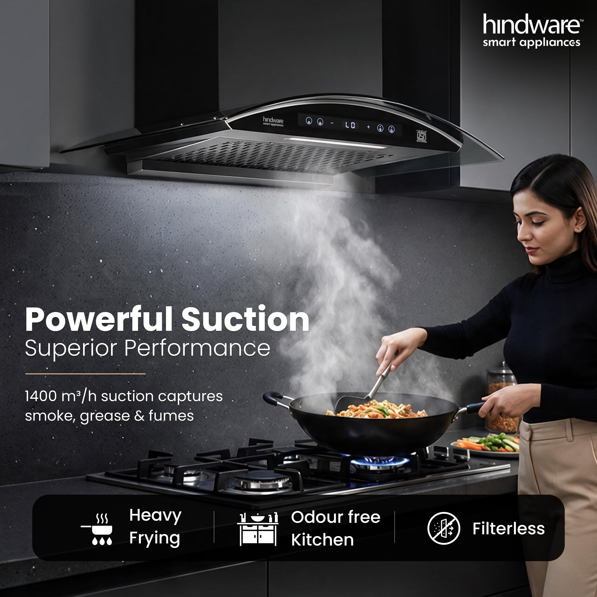Hindware Amyra Kitchen Chimney - Filterless & Smart -7