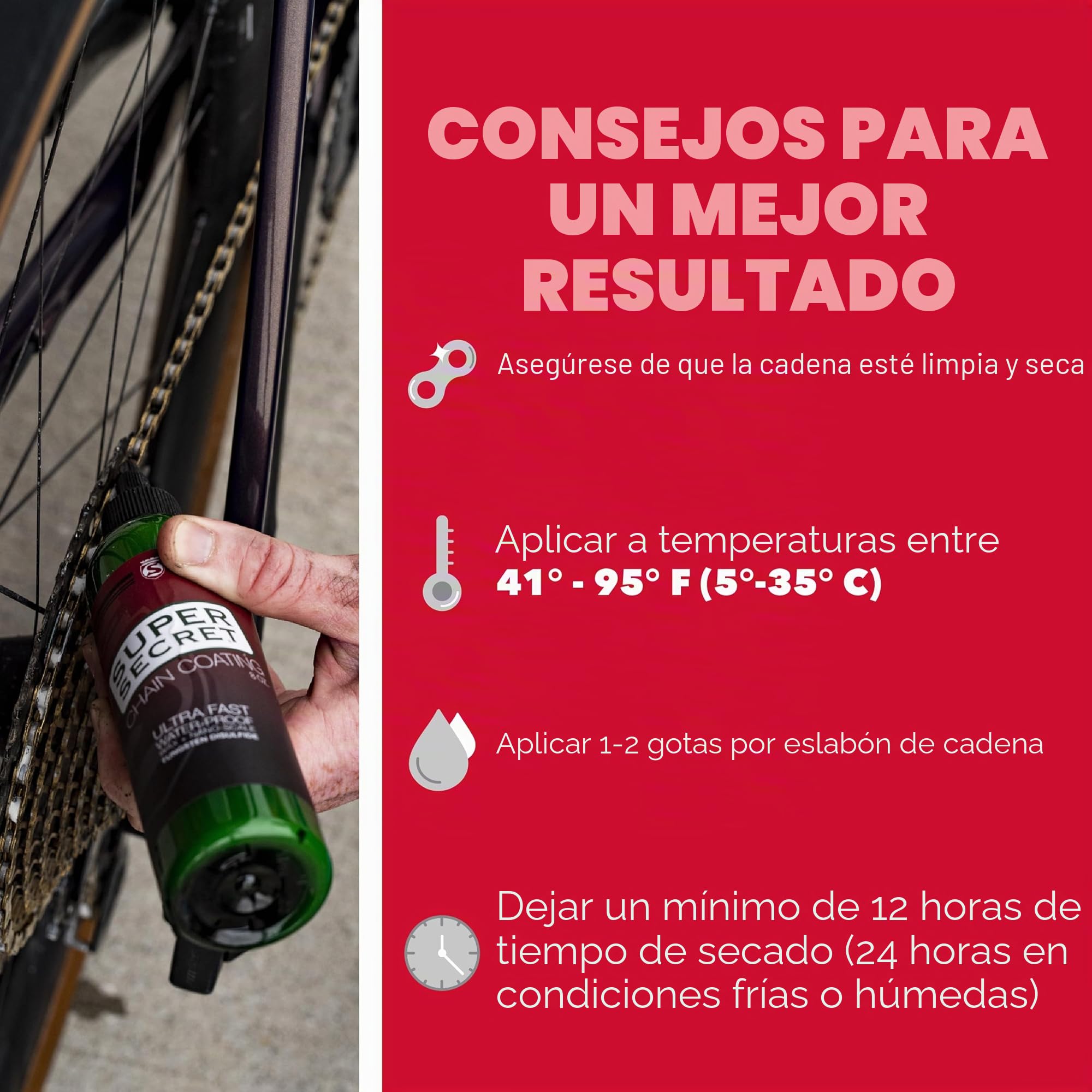 SILCA Lubricante para Cadenas de Bicicletas súper Secreto | Cera líquida para Cadenas para Limpiar y Suavizar. y Silencio | Lubricante ultrarrápido para Cadenas de Bicicletas |